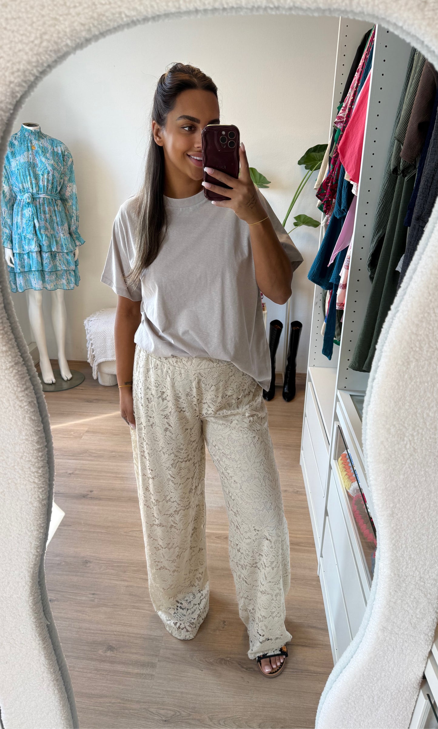 Leah lace pants beige