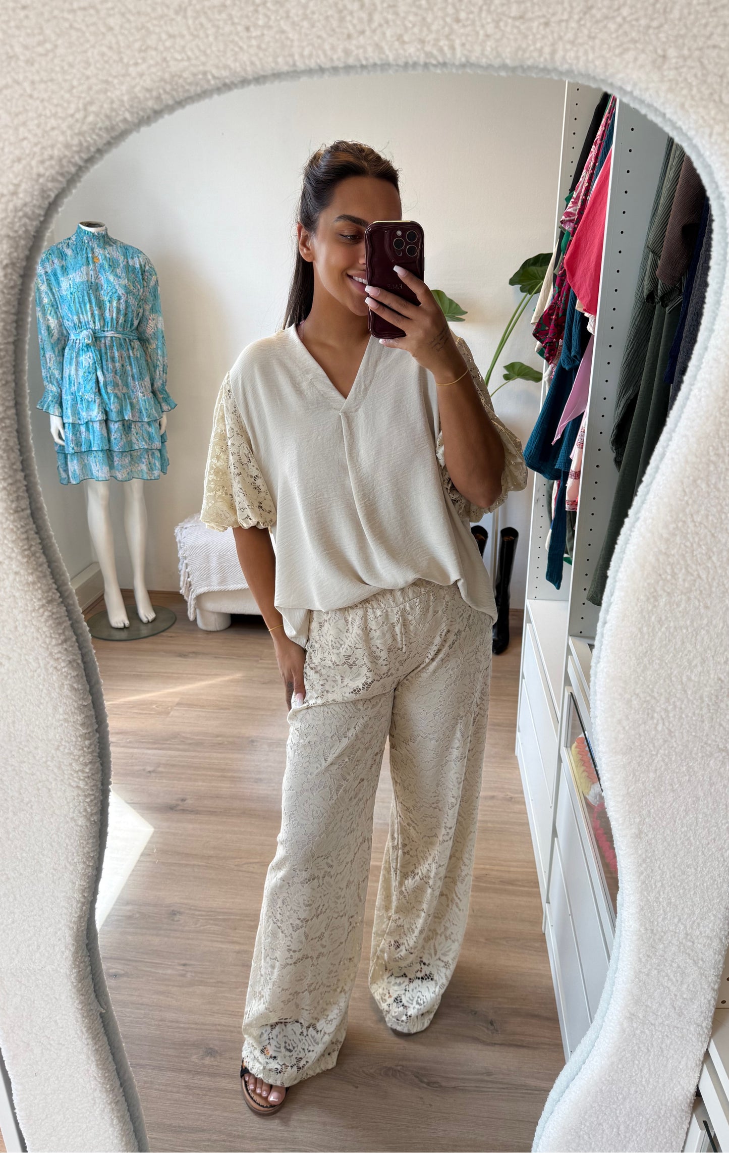 Leah lace pants beige