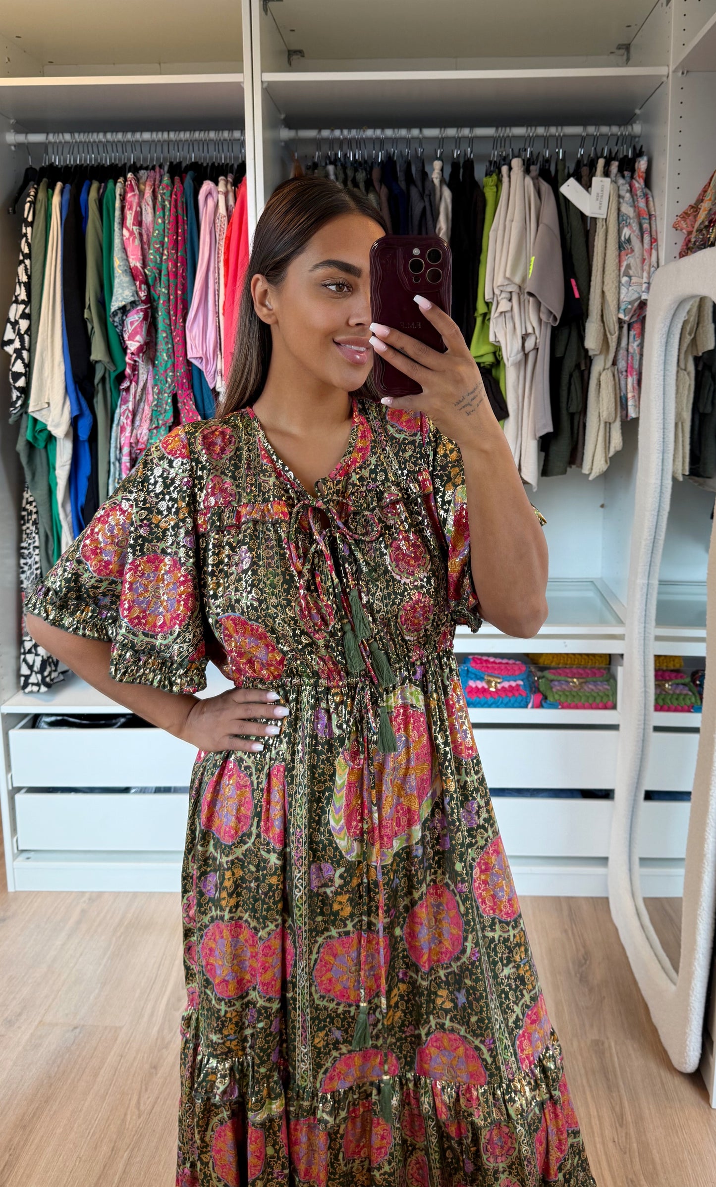 Sephora golden detail dress dark green