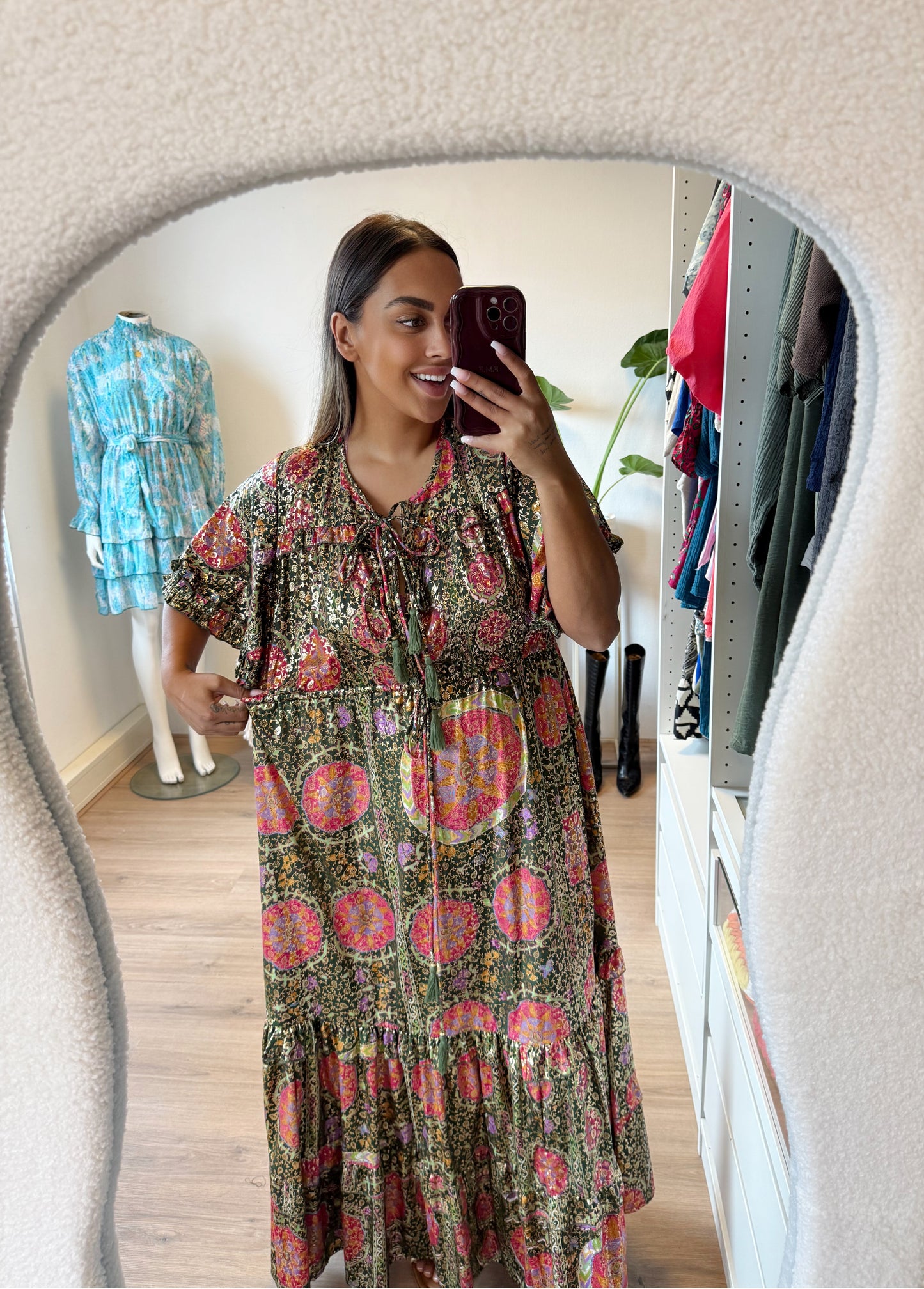 Sephora golden detail dress dark green