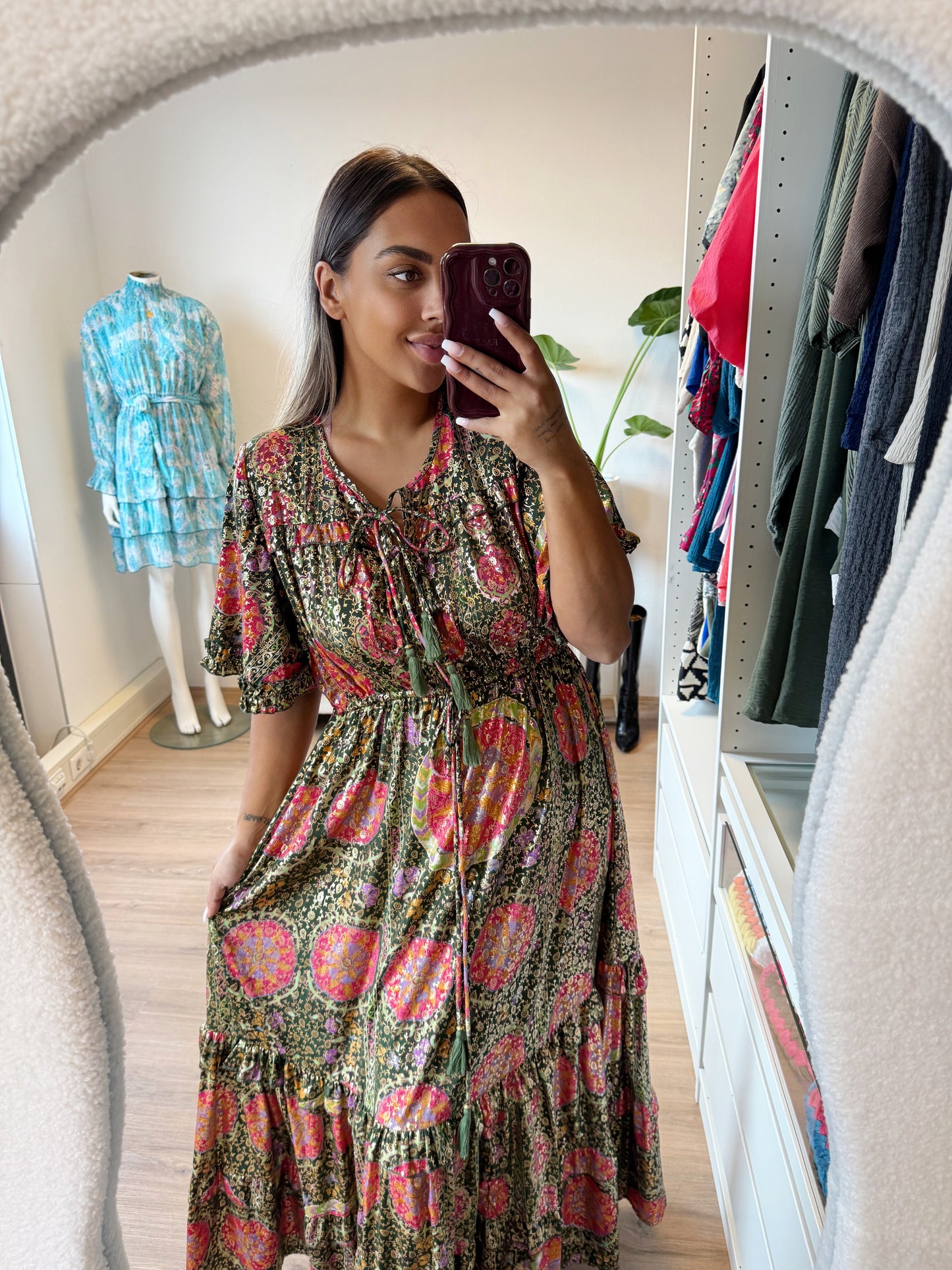Sephora golden detail dress dark green