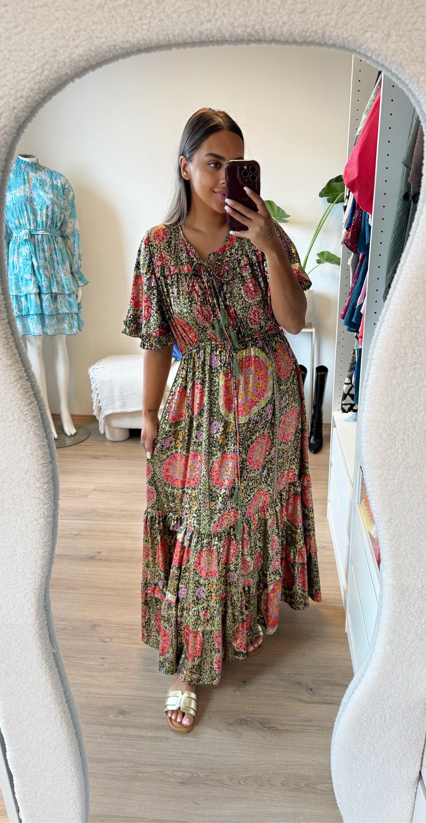 Sephora golden detail dress dark green