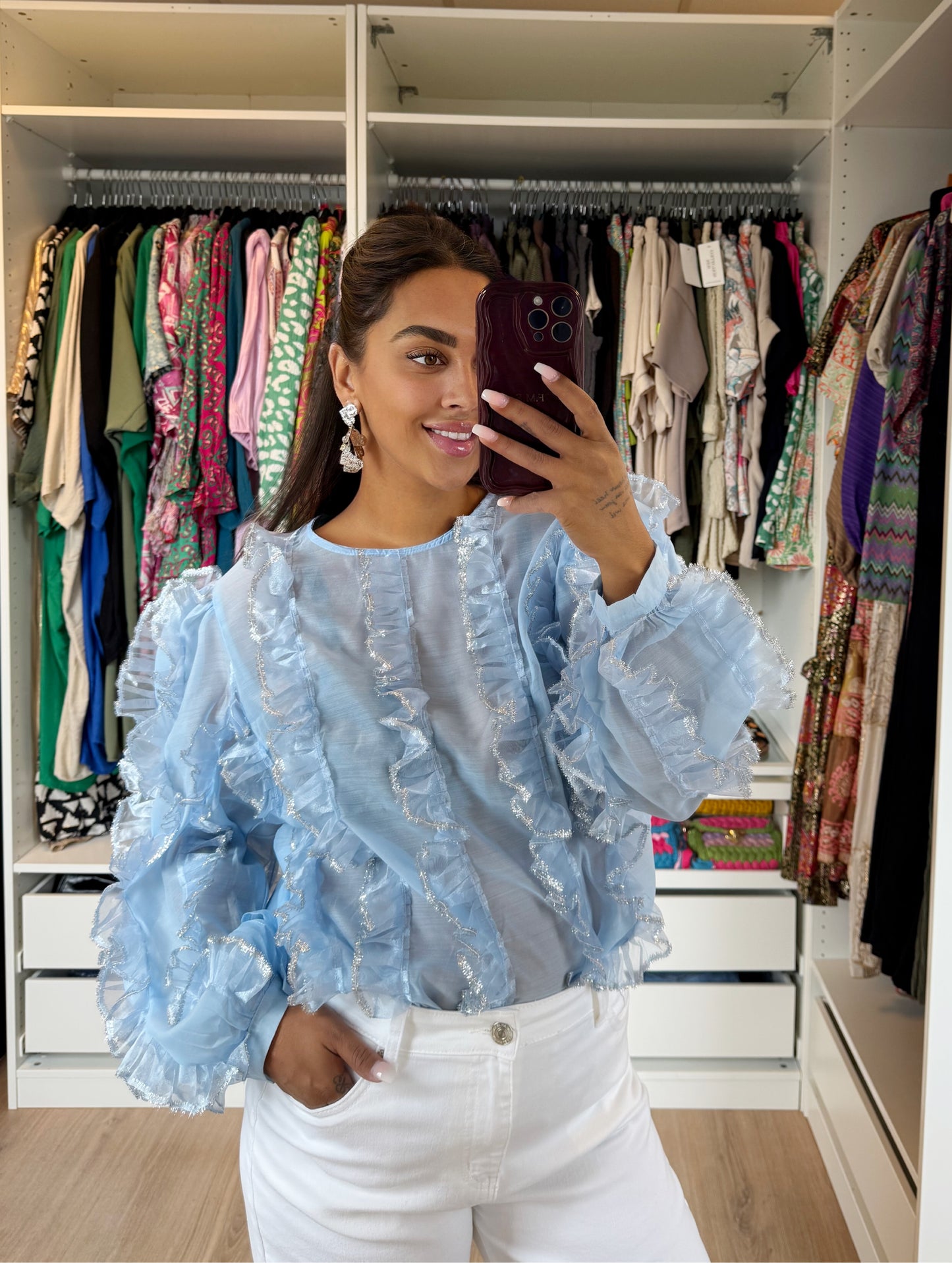 Romée ruffle blouse iceblue
