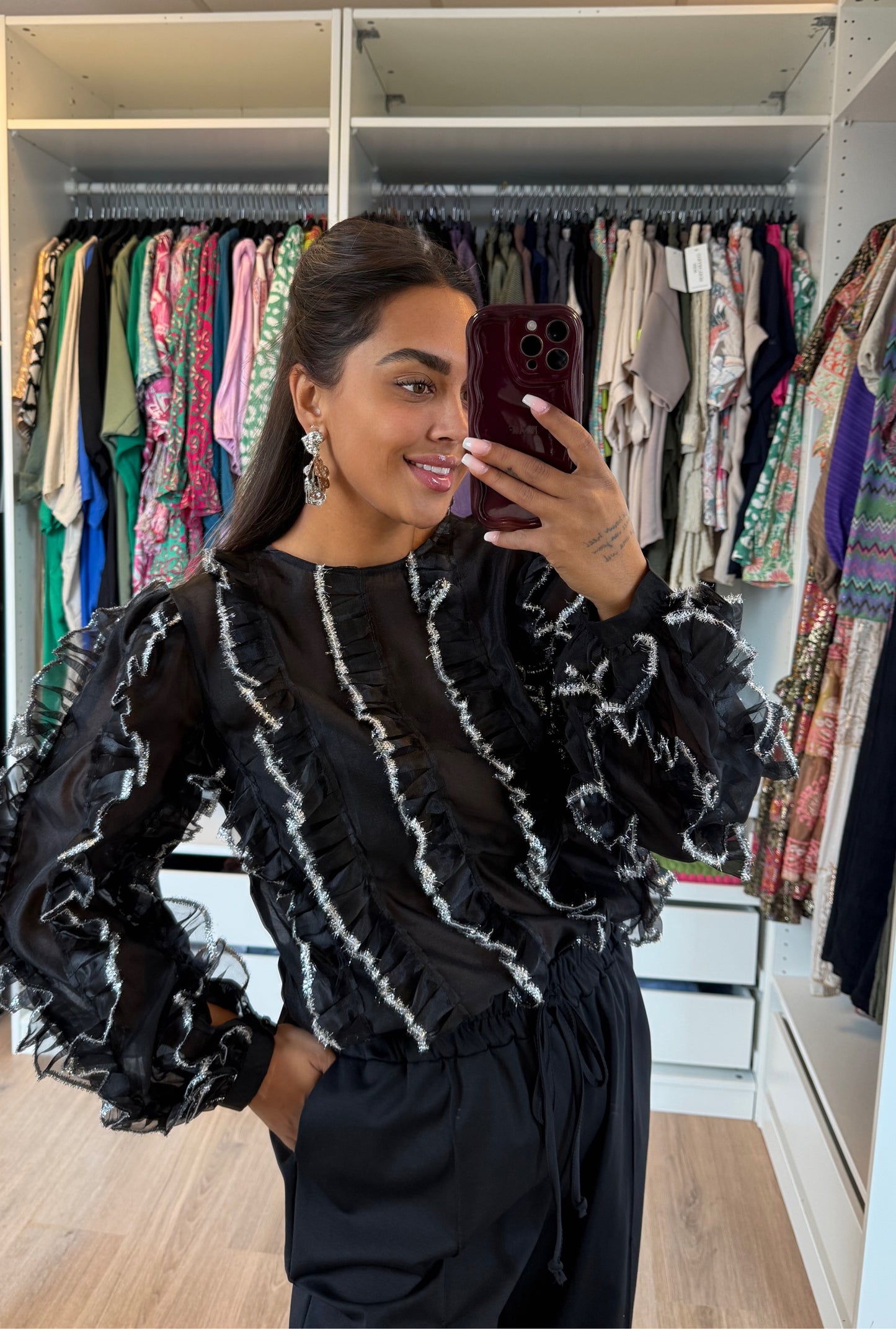 Romée ruffle blouse black