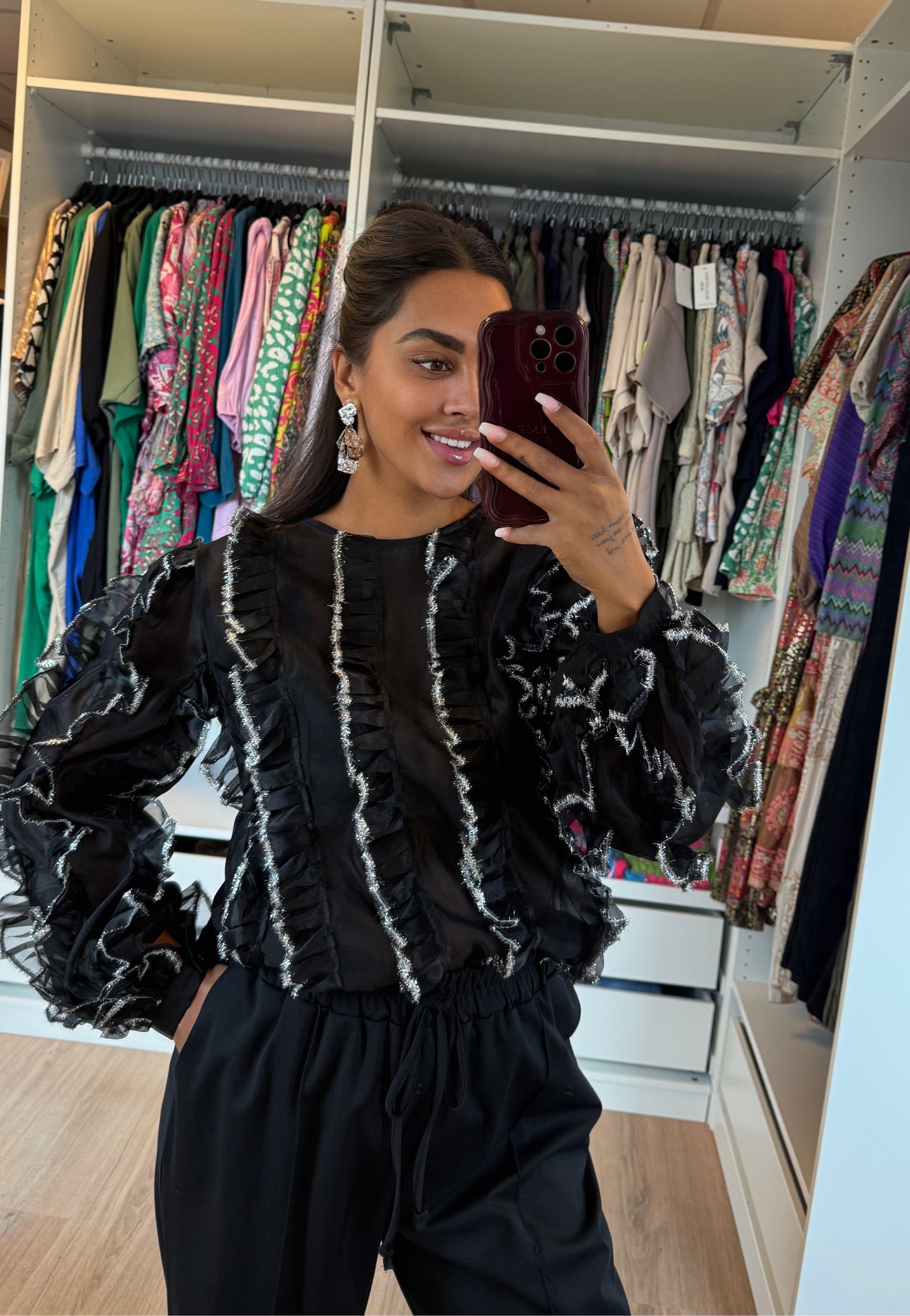 Romée ruffle blouse black