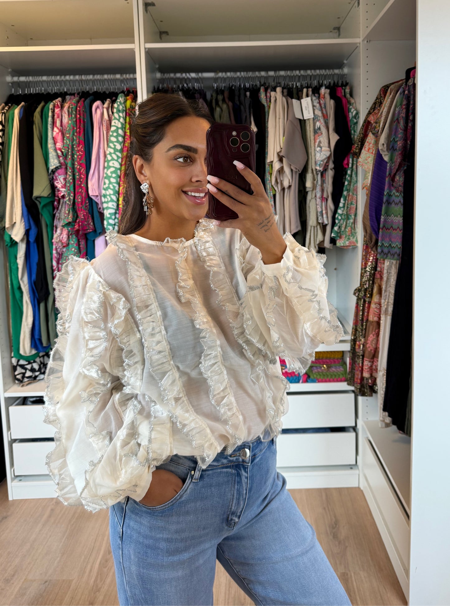 Romée ruffle blouse champagne