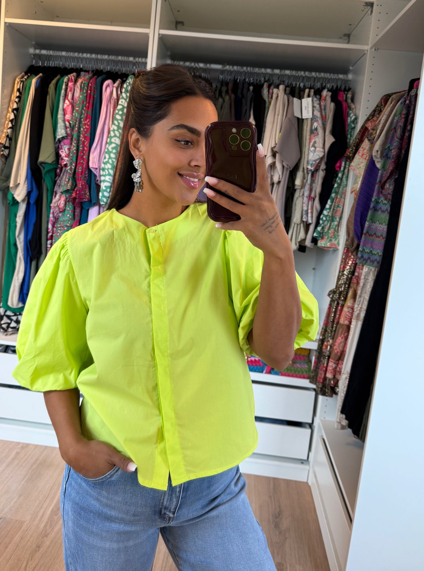 Bliss balloon blouse lime