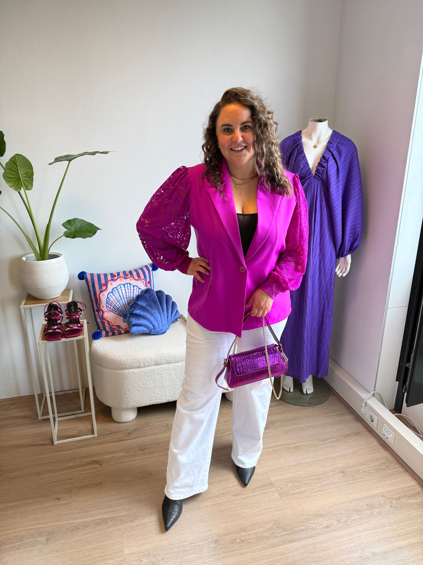 Lina lace blazer magenta