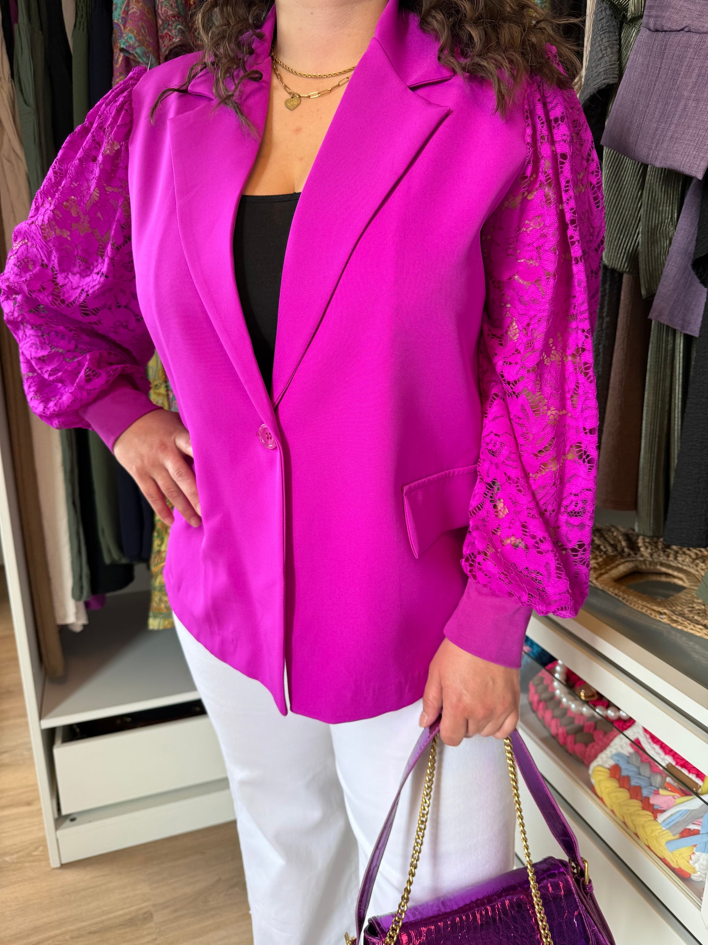 Lina lace blazer magenta