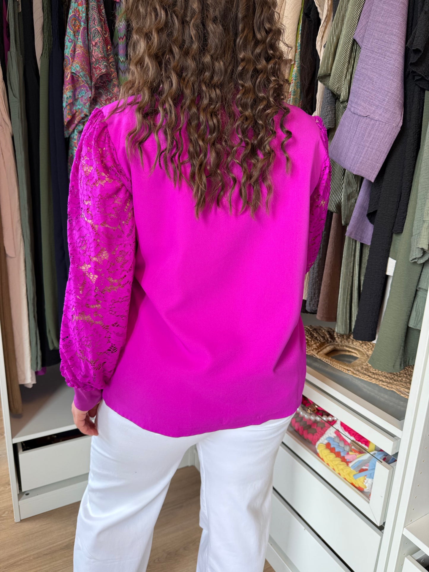 Lina lace blazer magenta