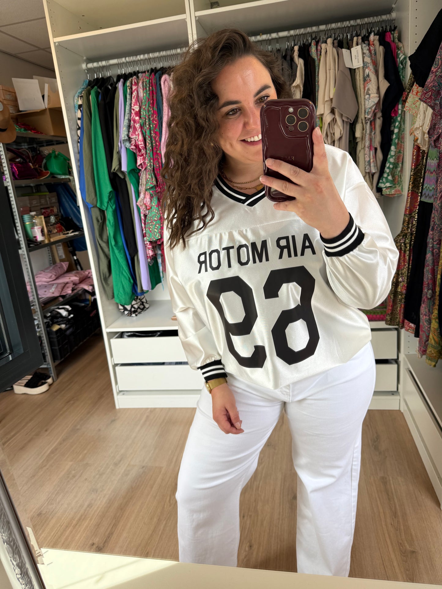 Jersey longsleeve shiny white