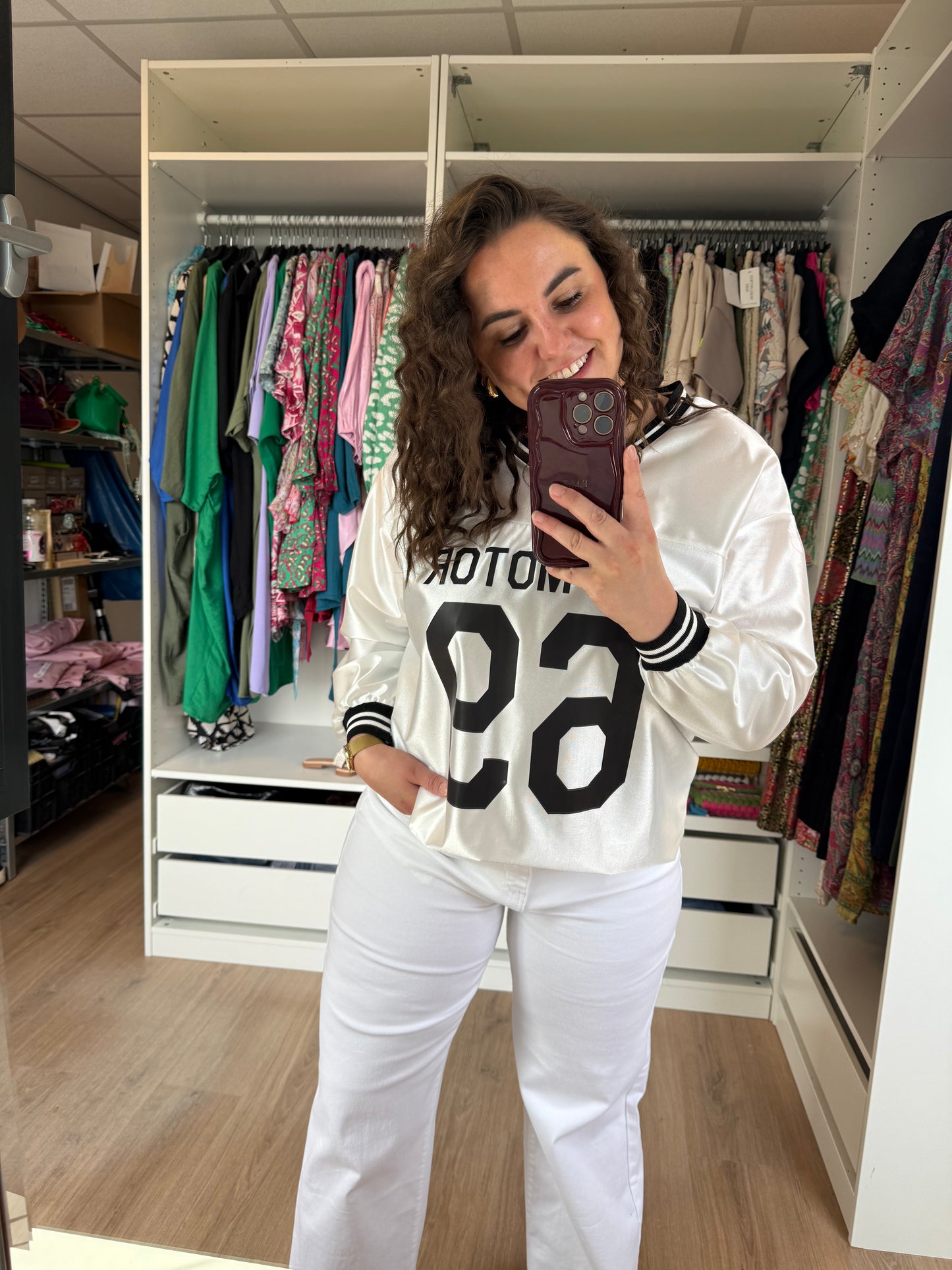 Jersey longsleeve shiny white