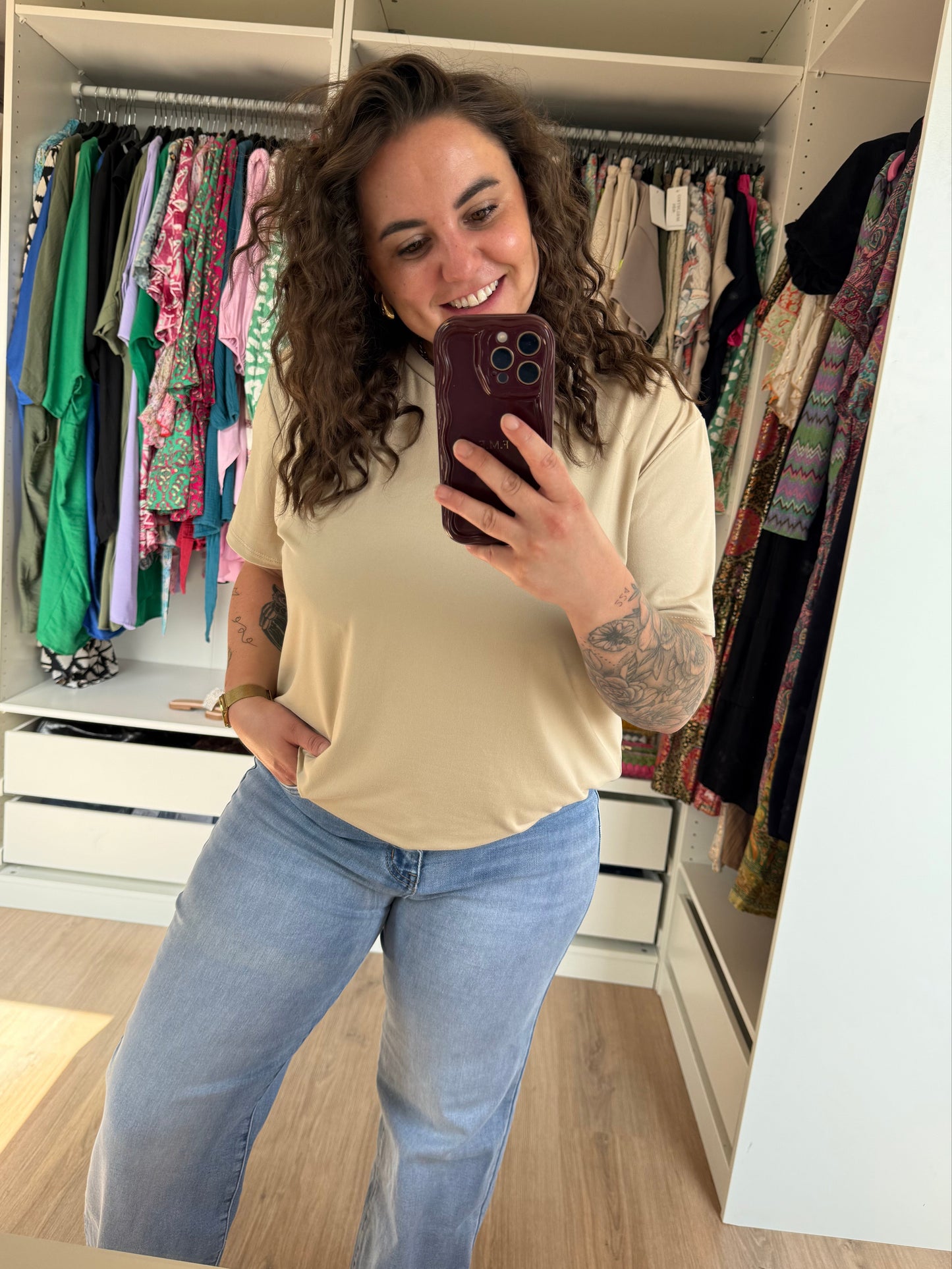 Basic T-shirt beige 40/48