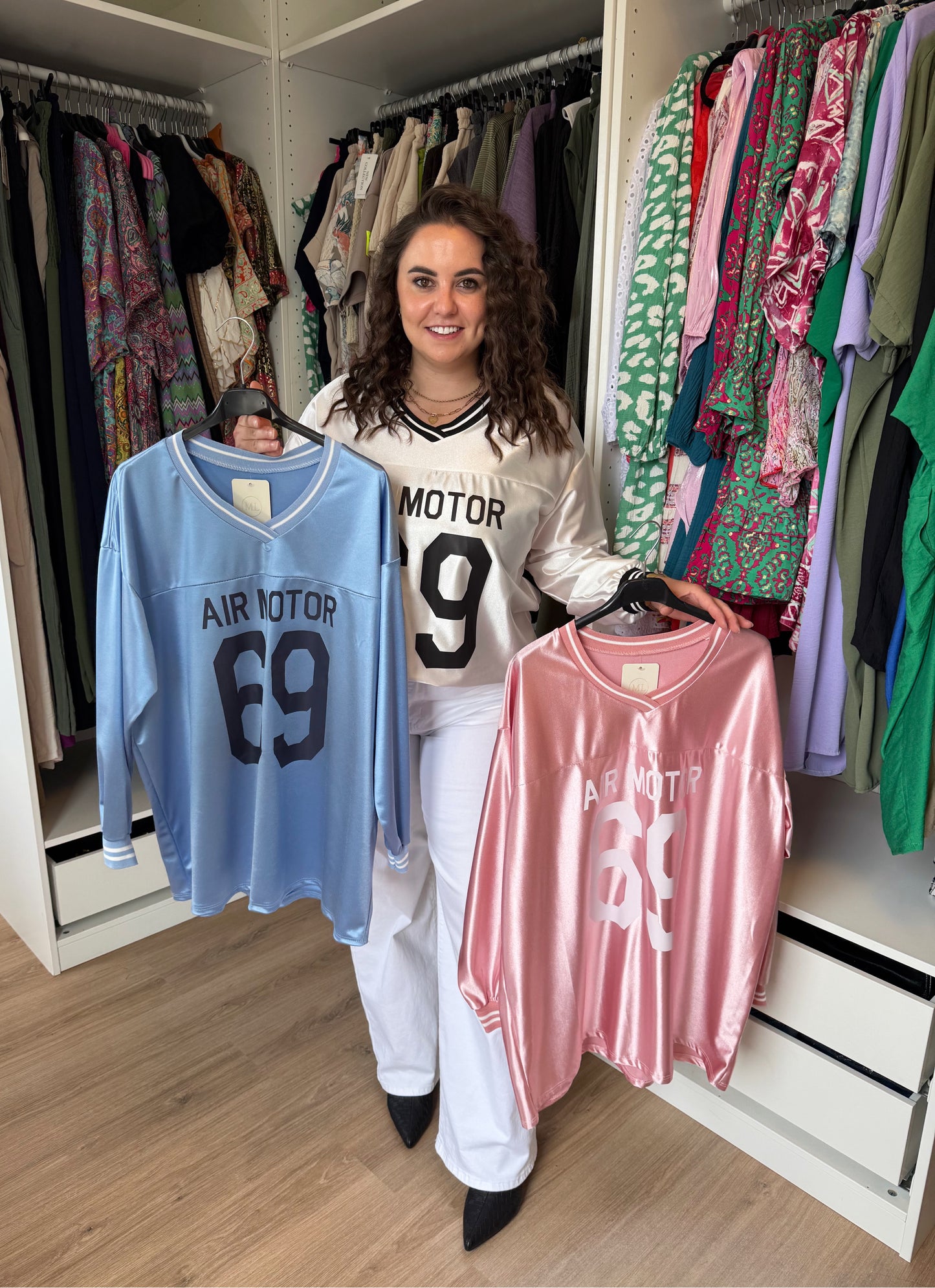 Jersey longsleeve shiny blue