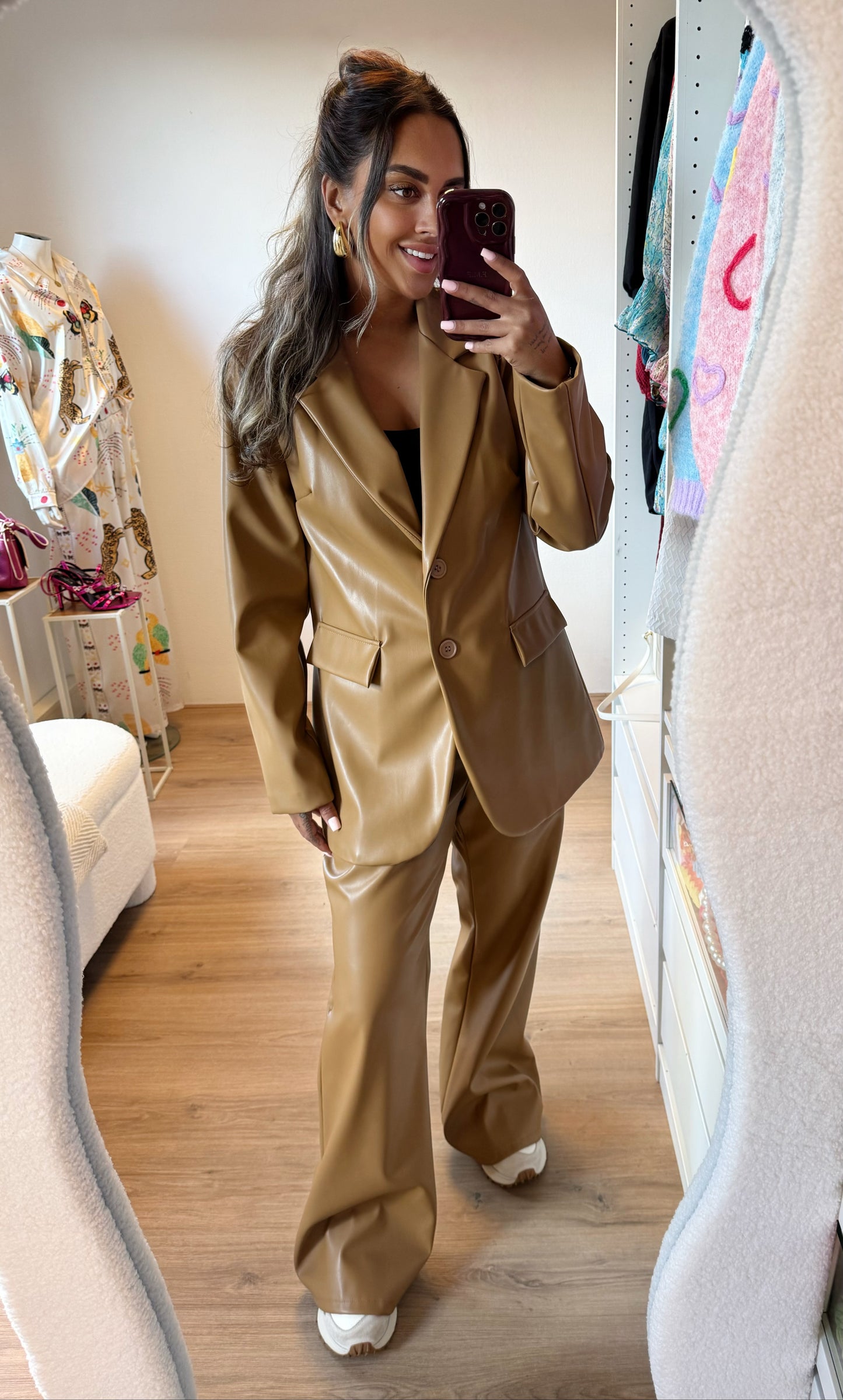 Levi leatherlook suit camel
