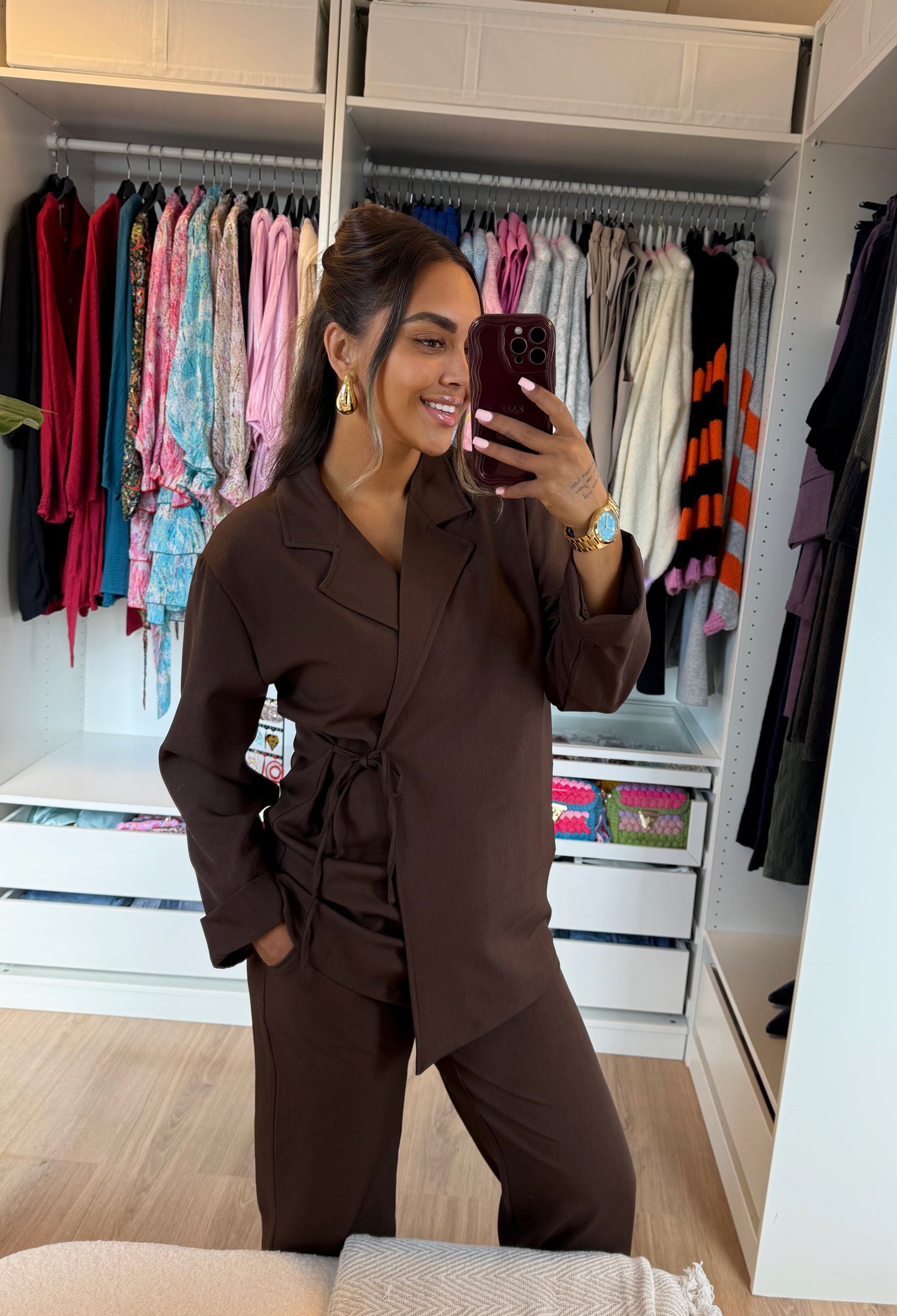 Bella bow suit choco brown
