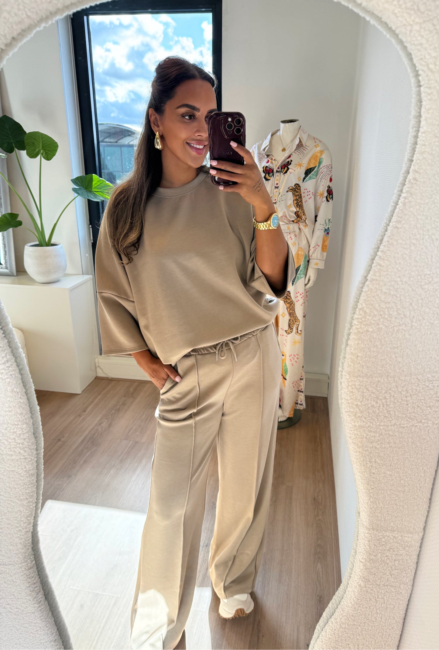 Brooklyn basic jogger set beige