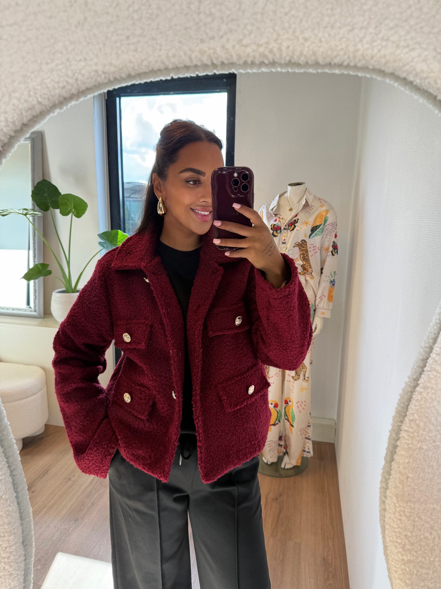 Teddy jacket golden button bordeaux