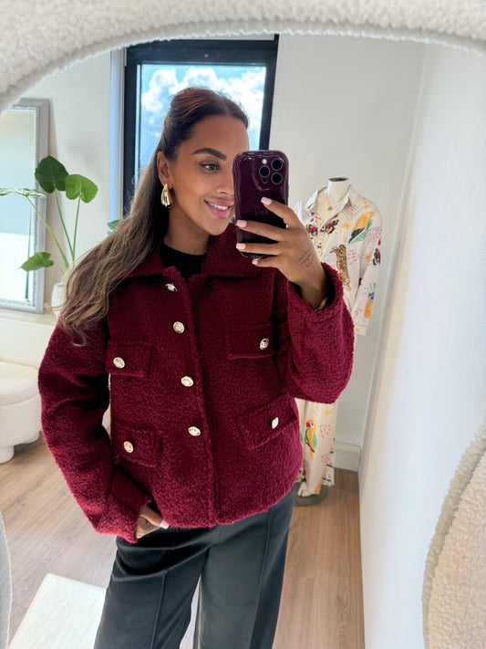Teddy jacket golden button bordeaux