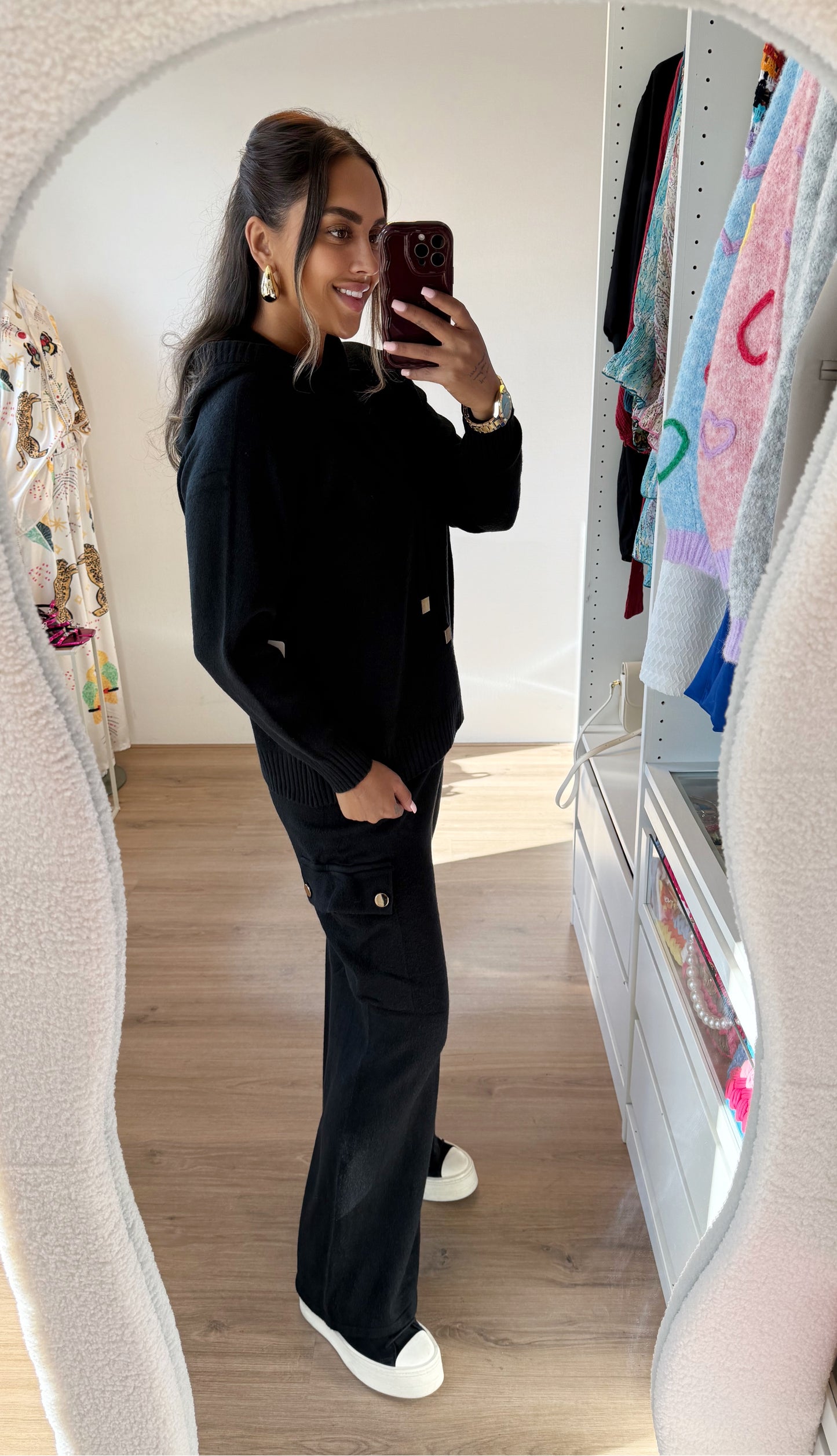 Kendra knitted cargo comfy set black