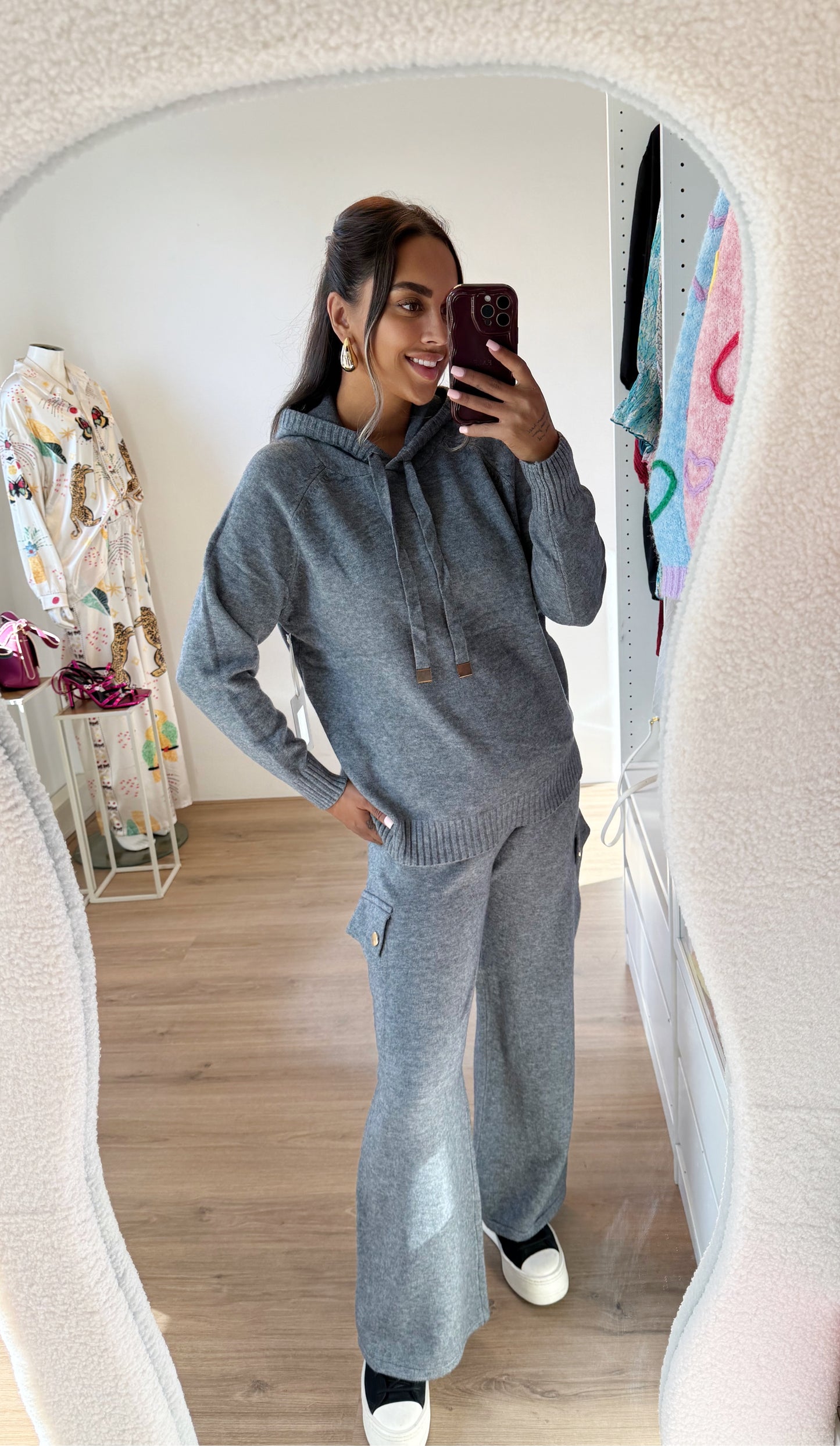 Kendra knitted cargo comfy set grey