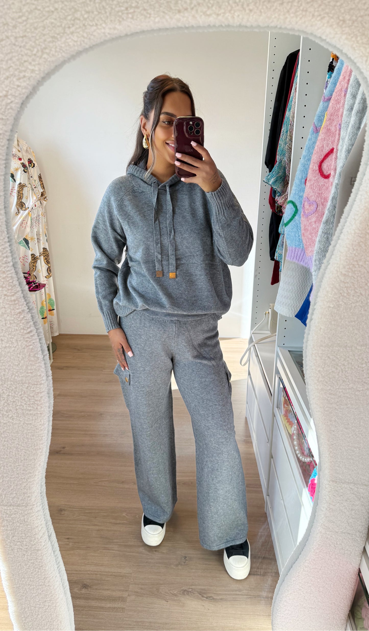 Kendra knitted cargo comfy set grey