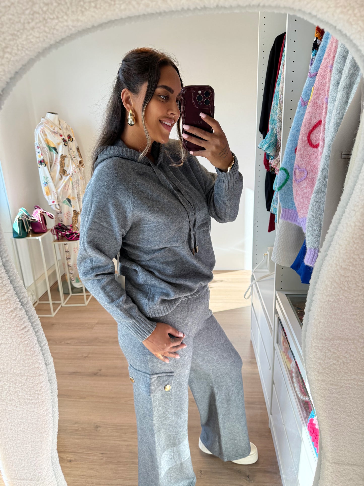 Kendra knitted cargo comfy set grey