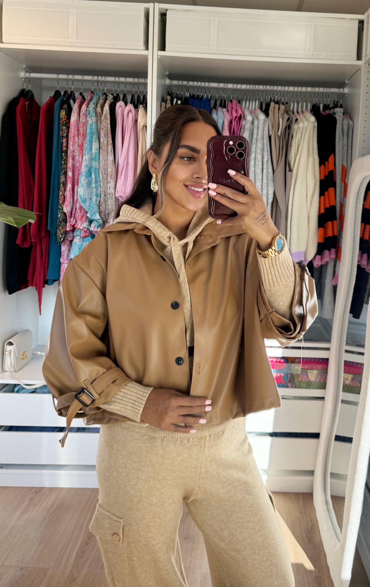 Loïse leatherlook trenchcoat camel