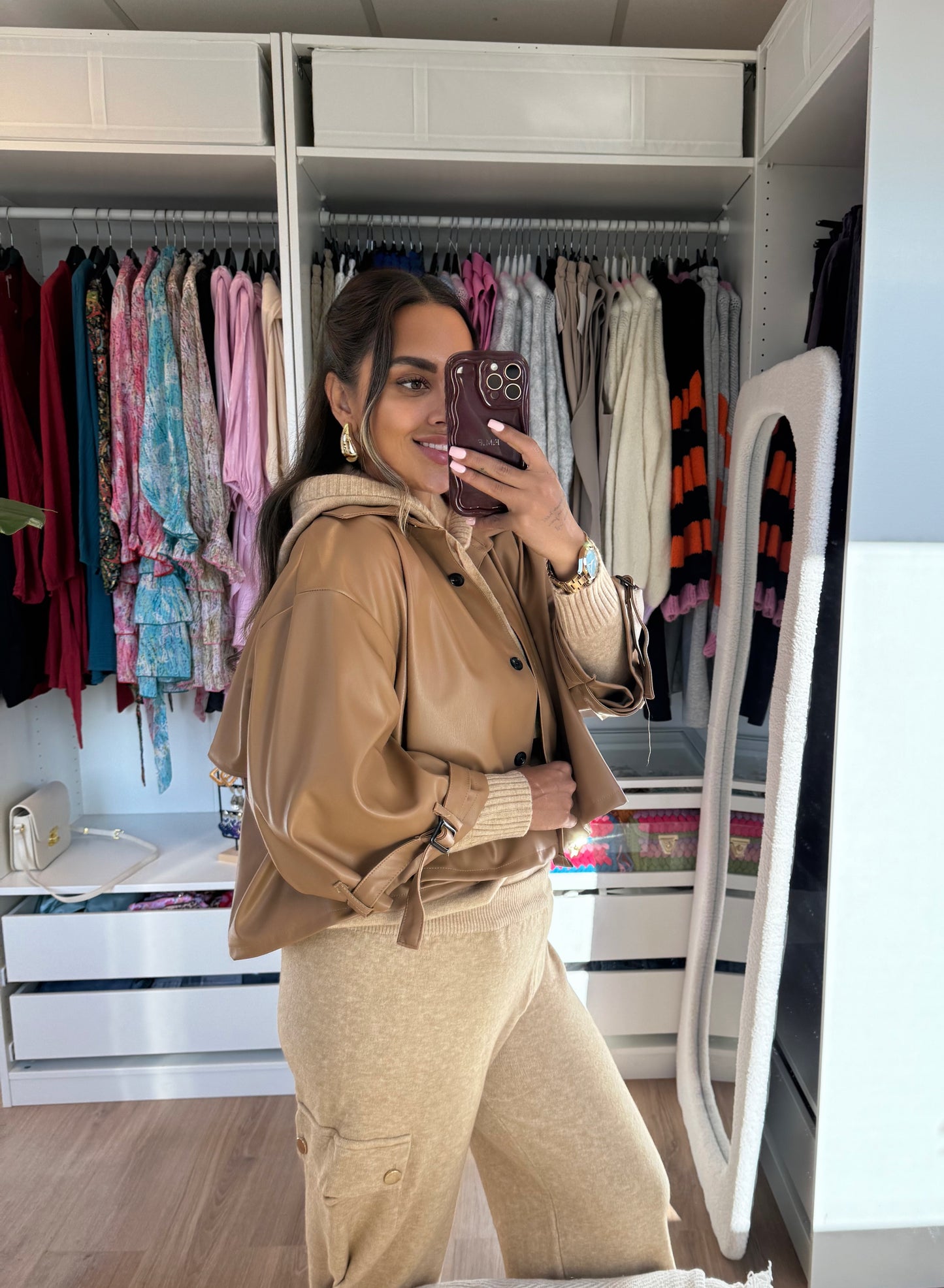 Loïse leatherlook trenchcoat camel