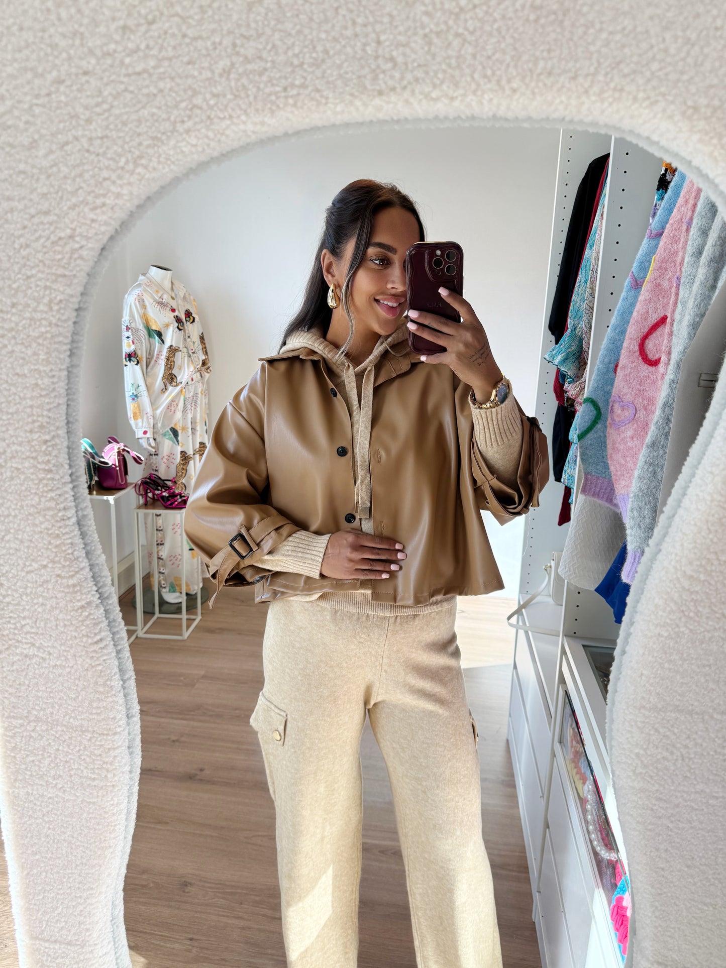 Loïse leatherlook trenchcoat camel