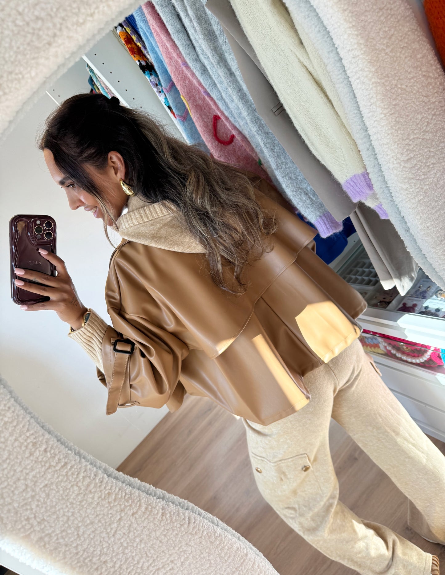 Loïse leatherlook trenchcoat camel