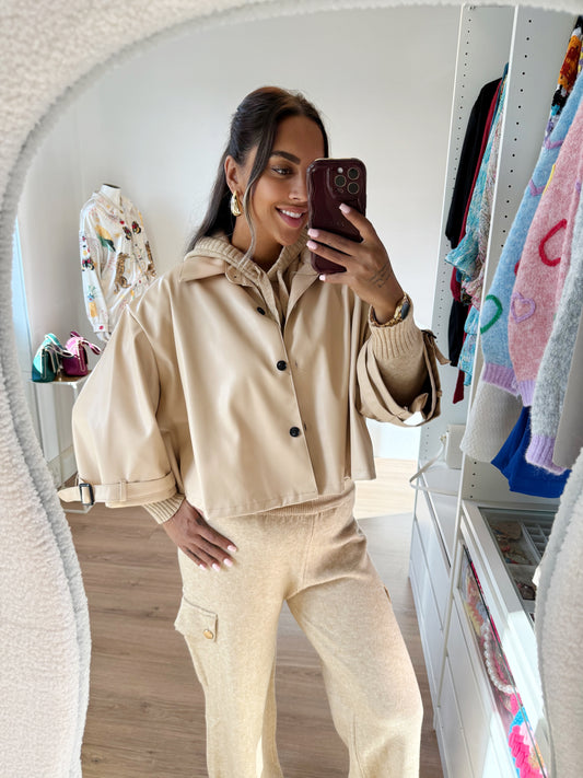 Loïse leatherlook trenchcoat beige