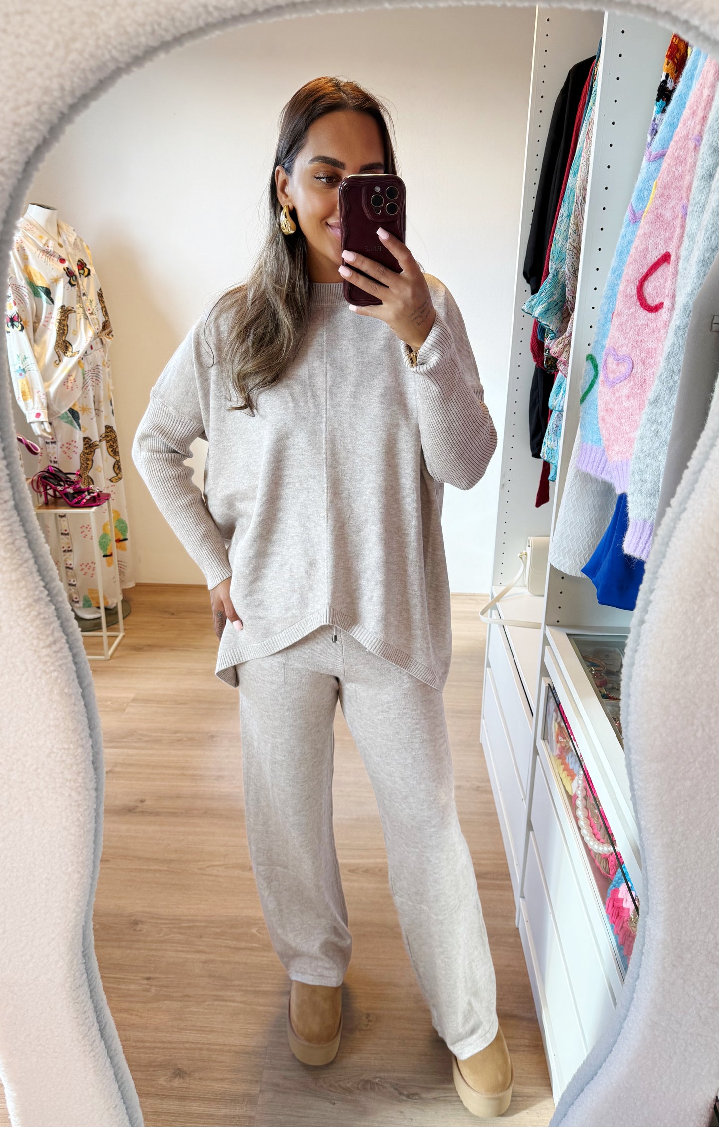 Kendall knitted comfy set beige