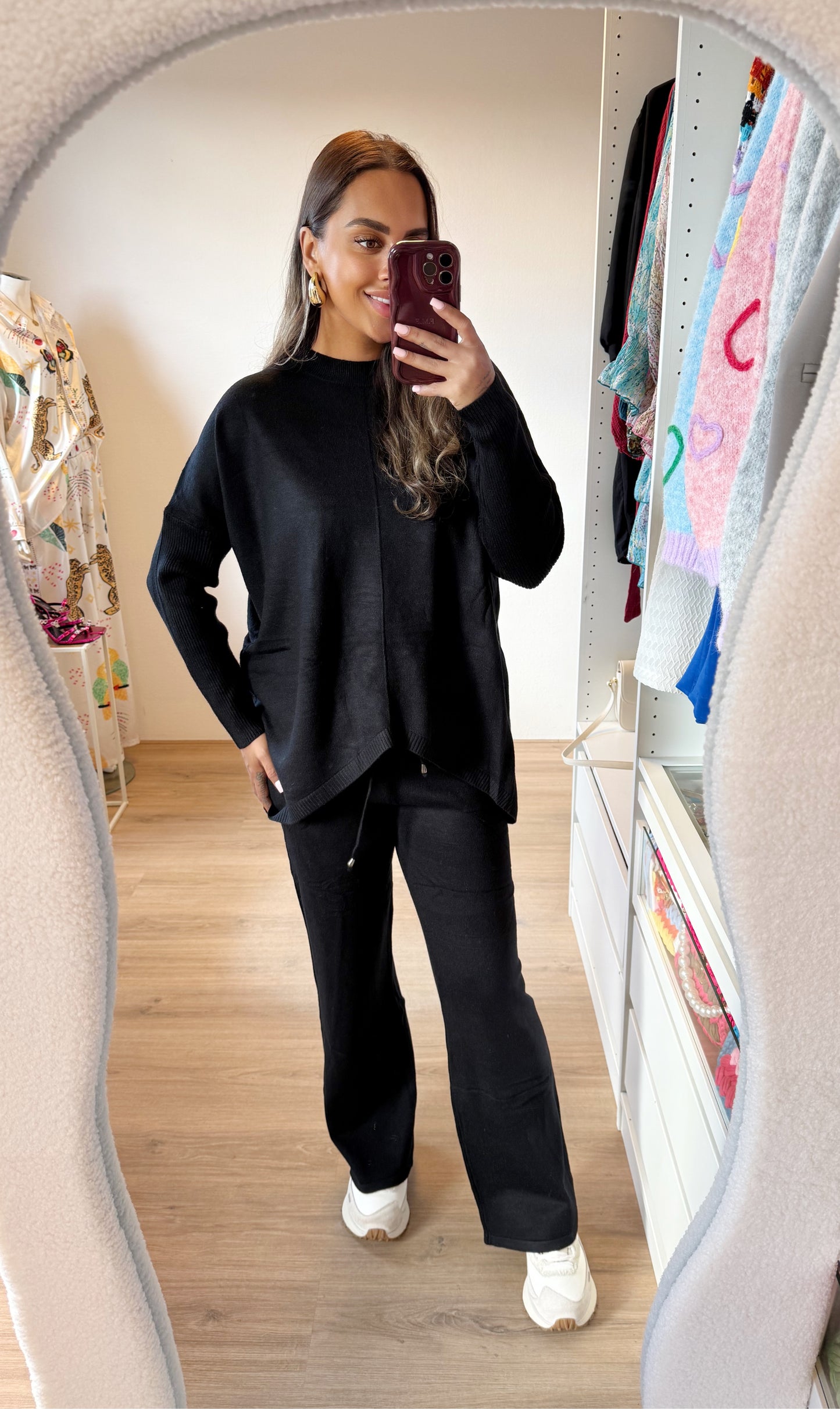 Kendall knitted comfy set black