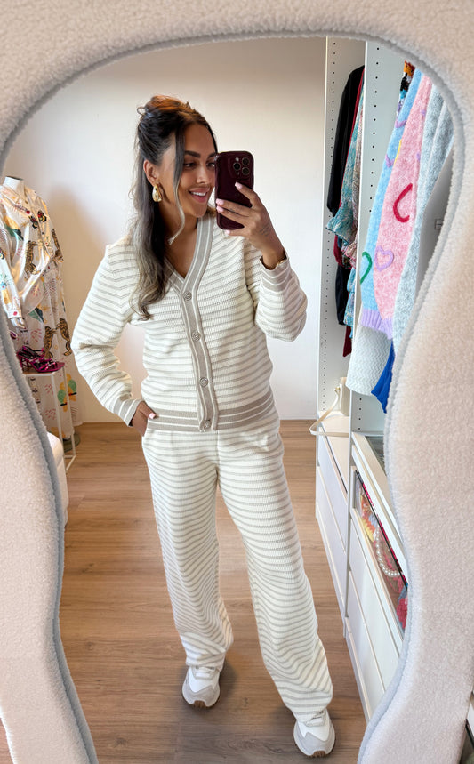 Chanelle luxe tweedelige set beige & offwhite