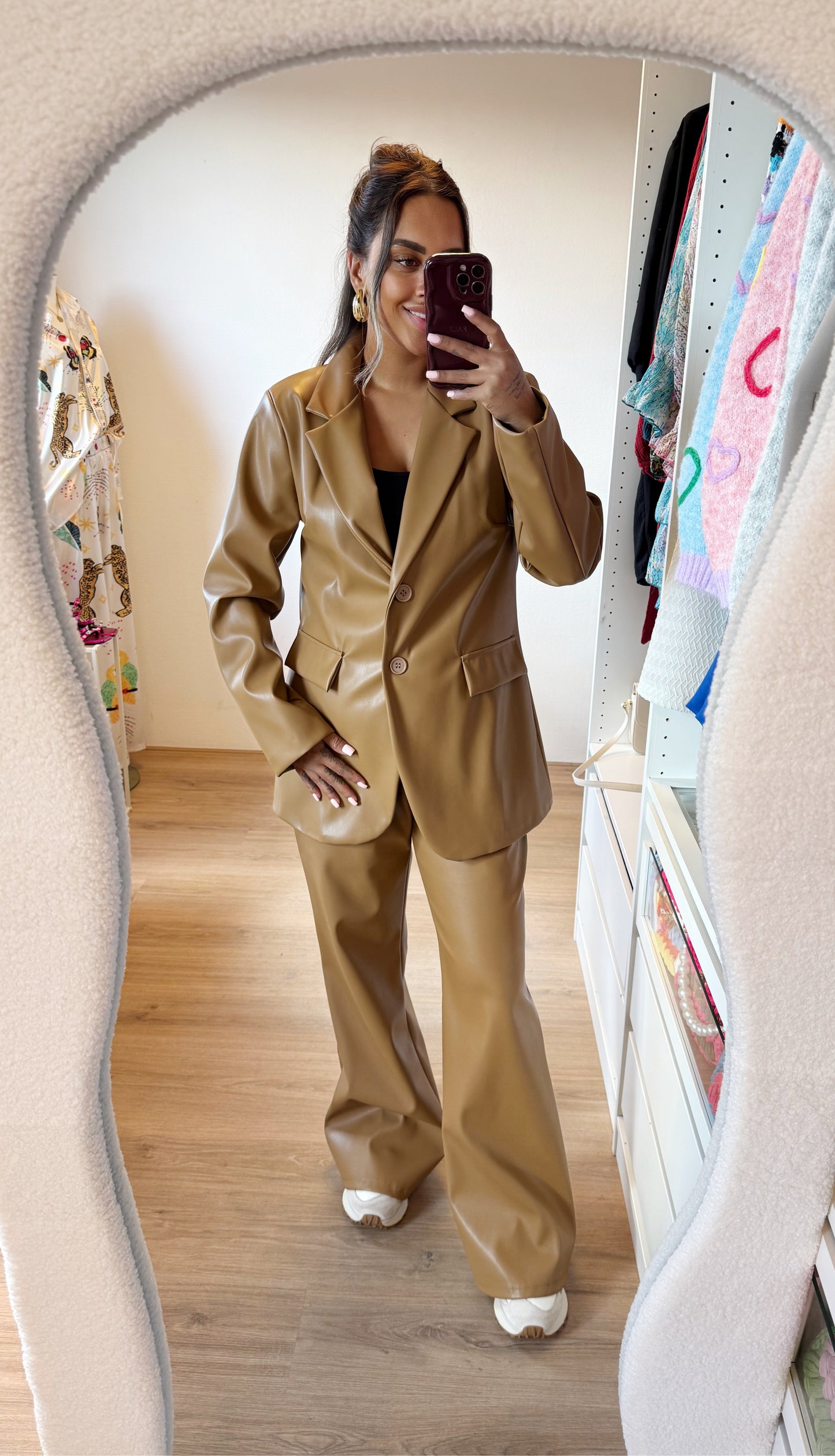Levi leatherlook suit camel