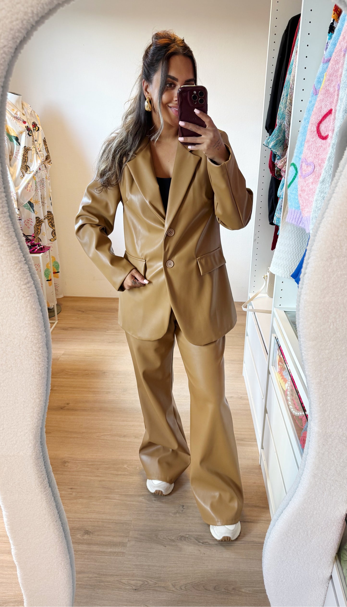 Levi leatherlook suit camel