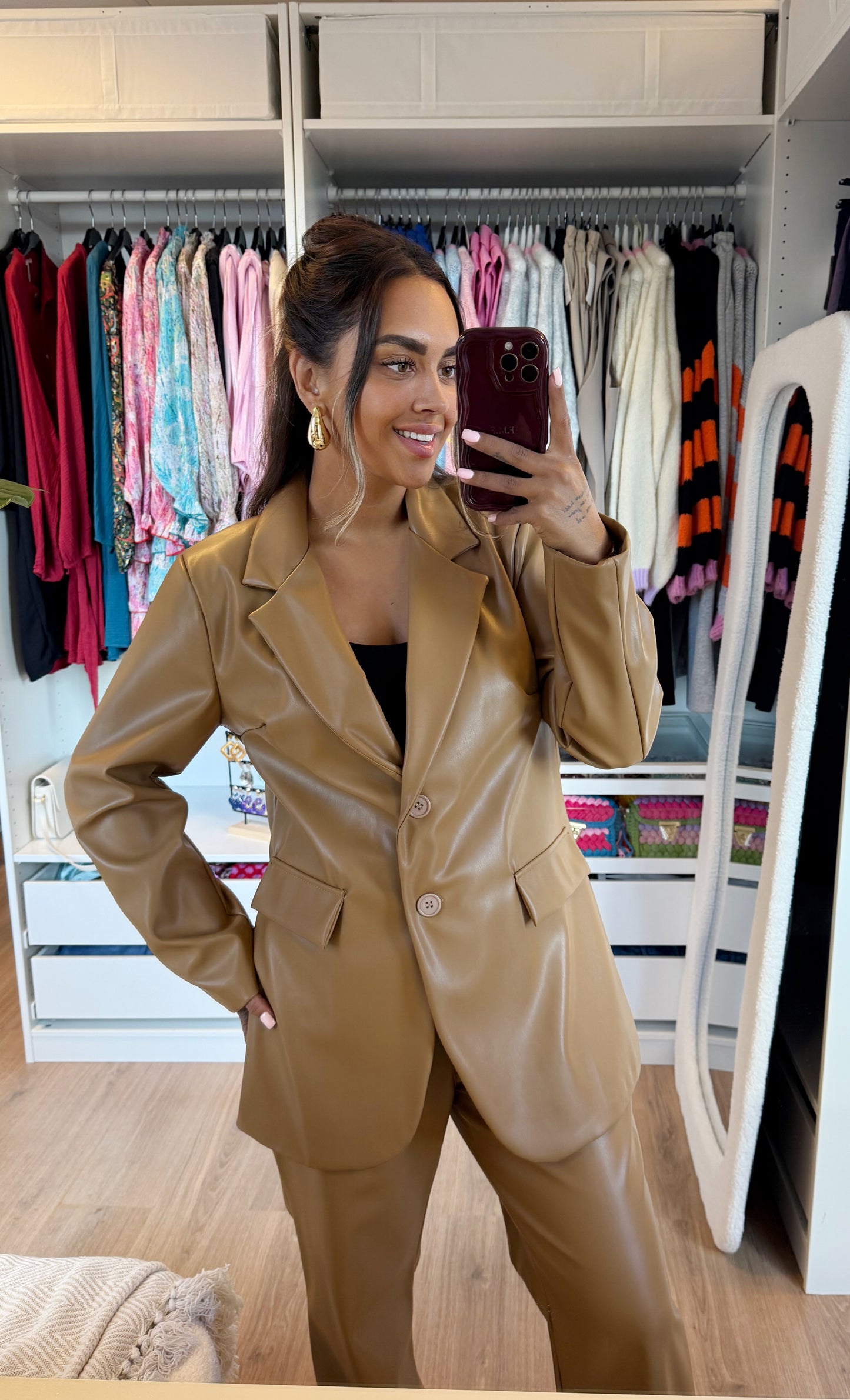 Levi leatherlook suit camel
