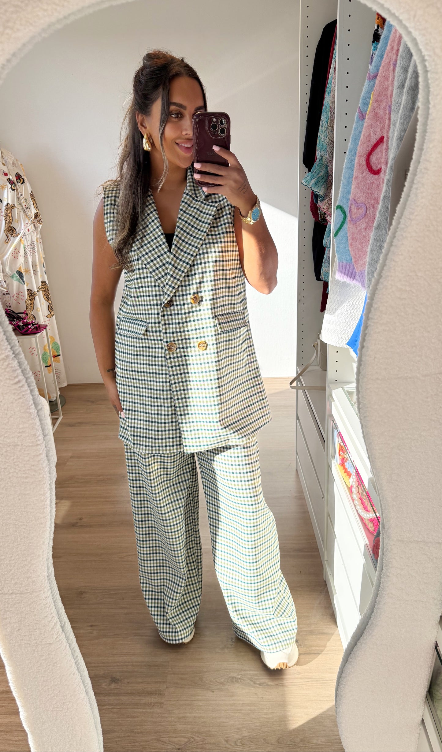 Camille checkered suit green
