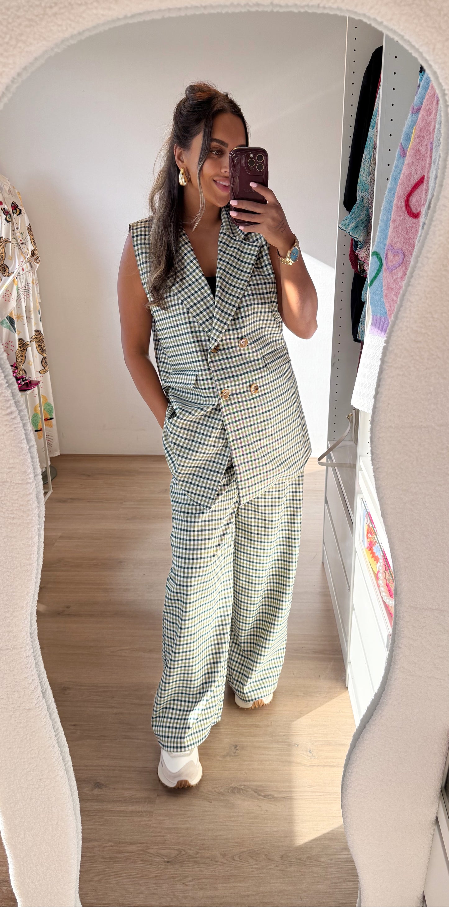Camille checkered suit green