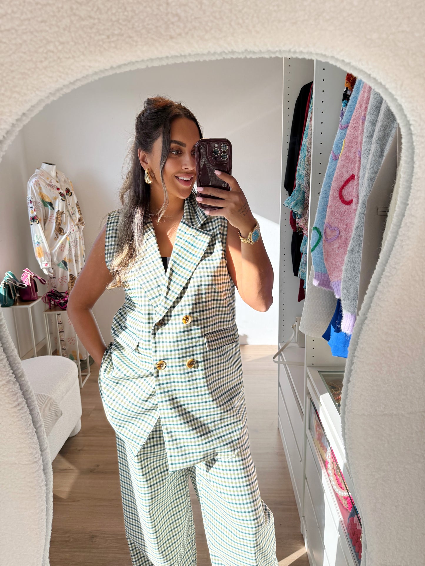 Camille checkered suit green