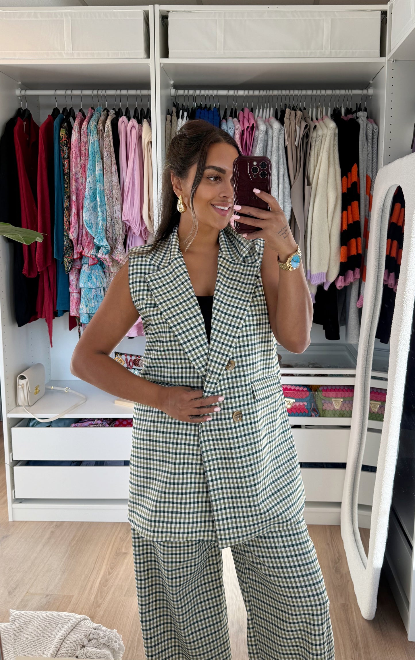 Camille checkered suit green