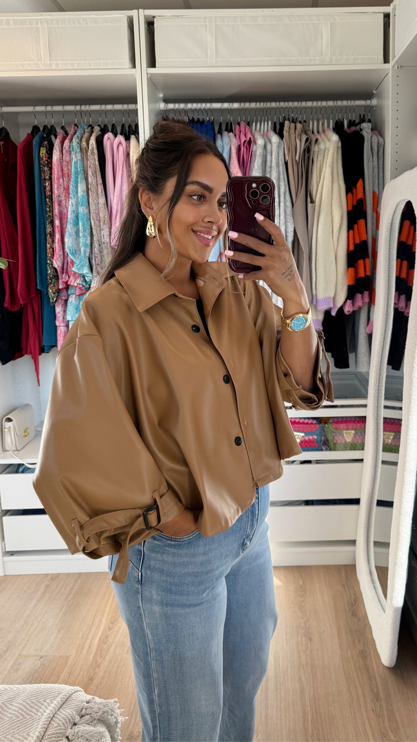 Loïse leatherlook trenchcoat camel
