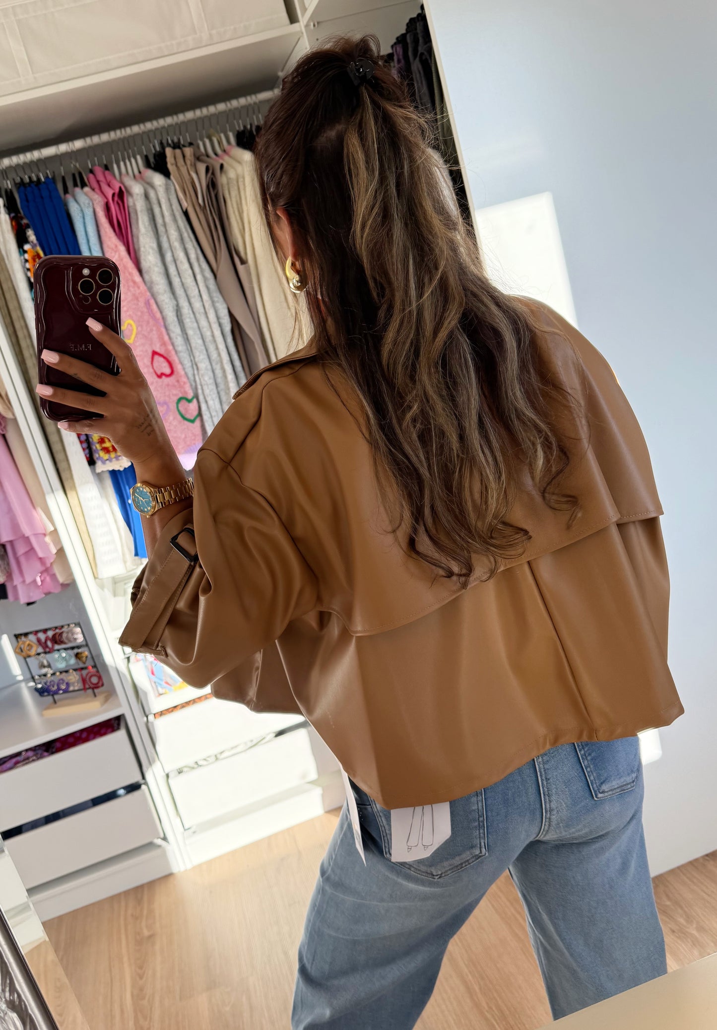 Loïse leatherlook trenchcoat camel