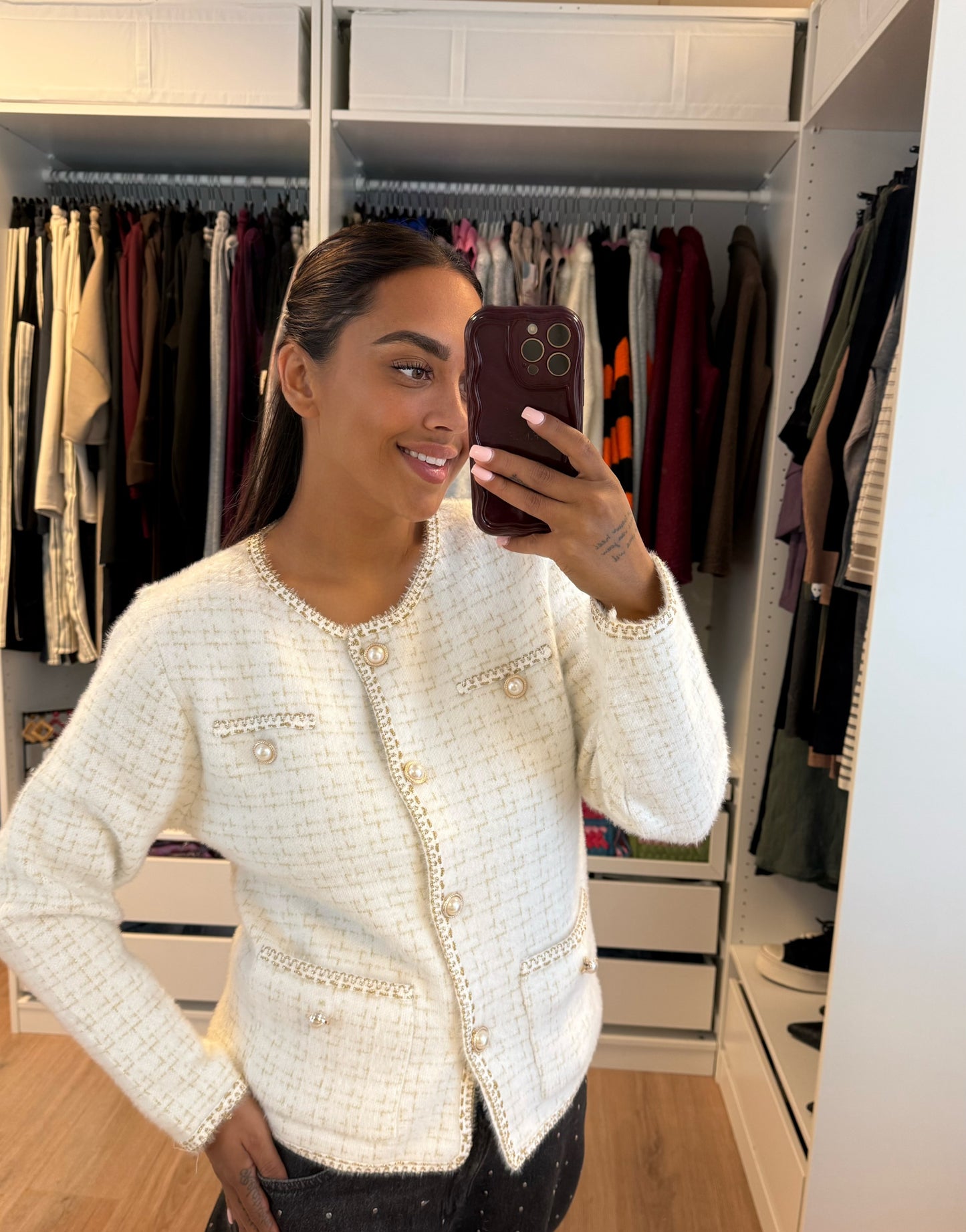 Eleonore elegant pearl vest offwhite