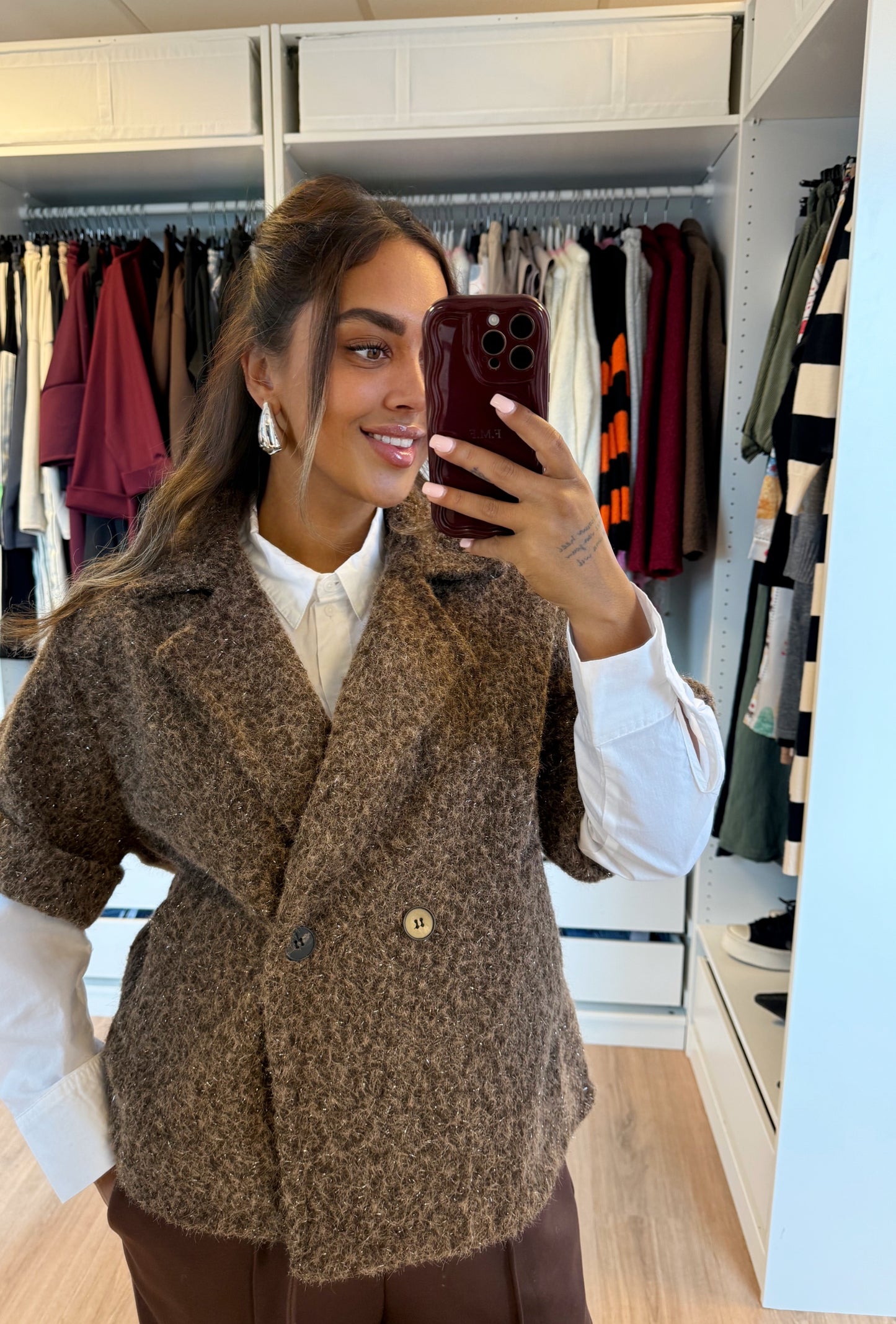 Nora soft glitter jacket choco