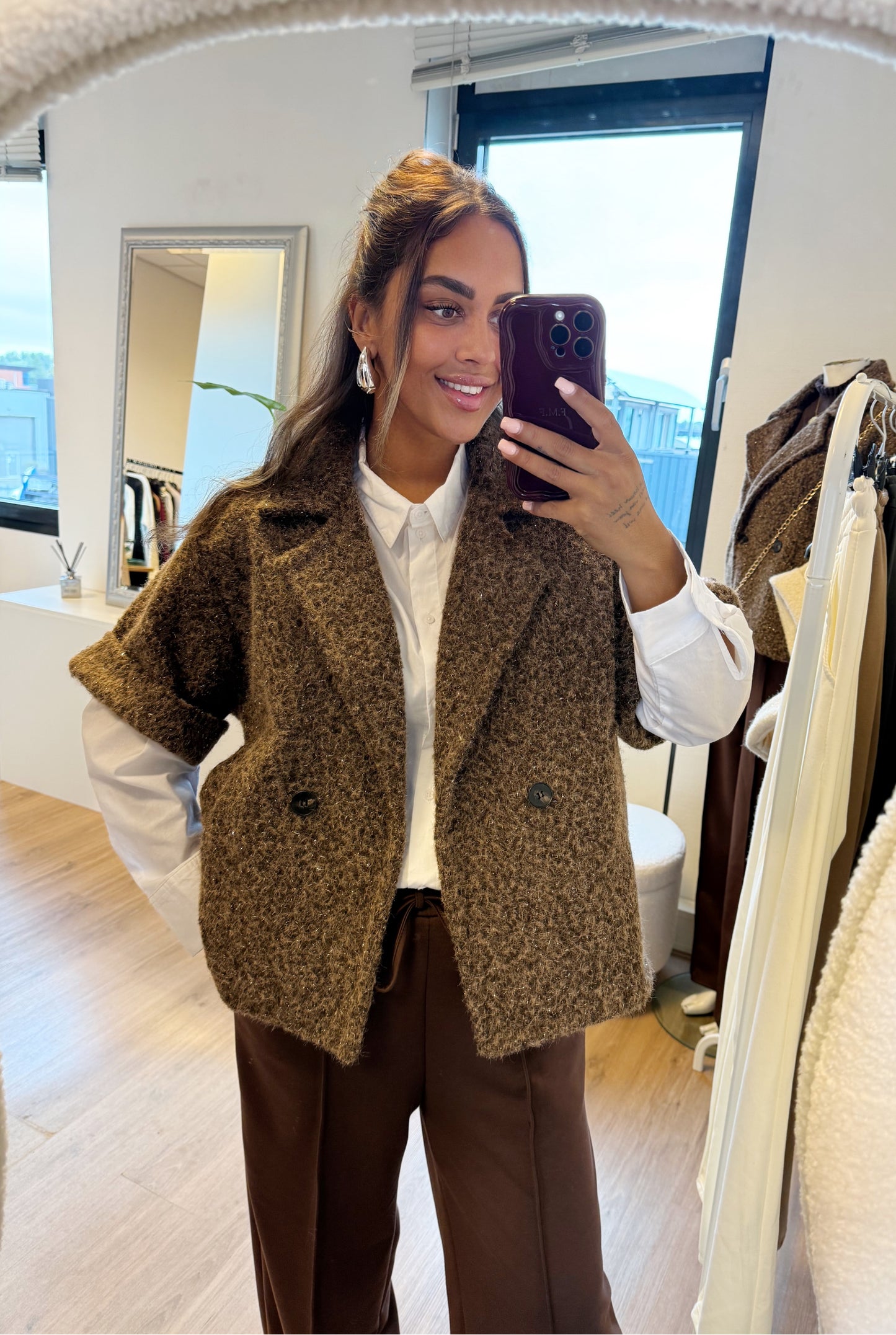Nora soft glitter jacket choco