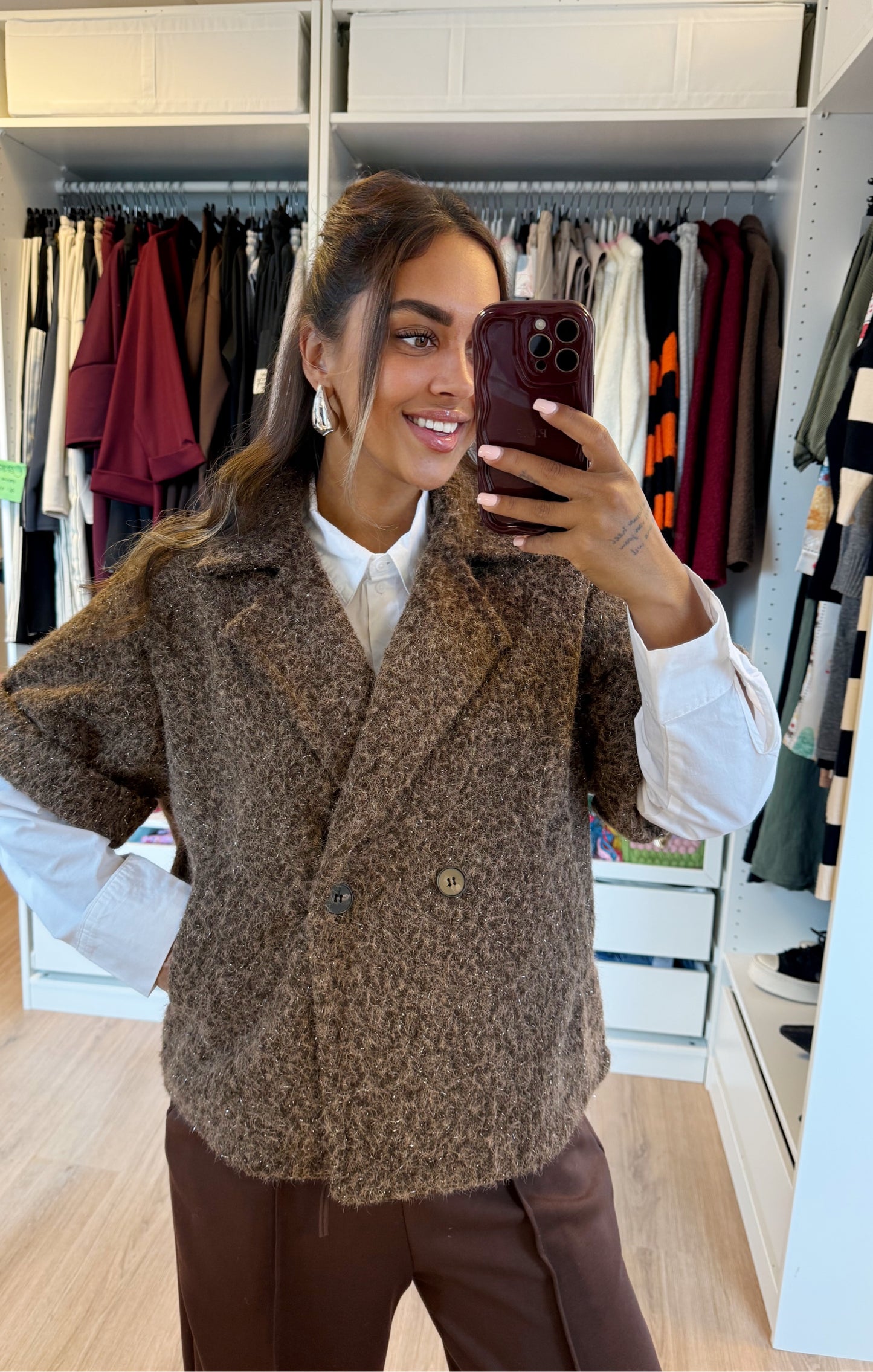 Nora soft glitter jacket choco