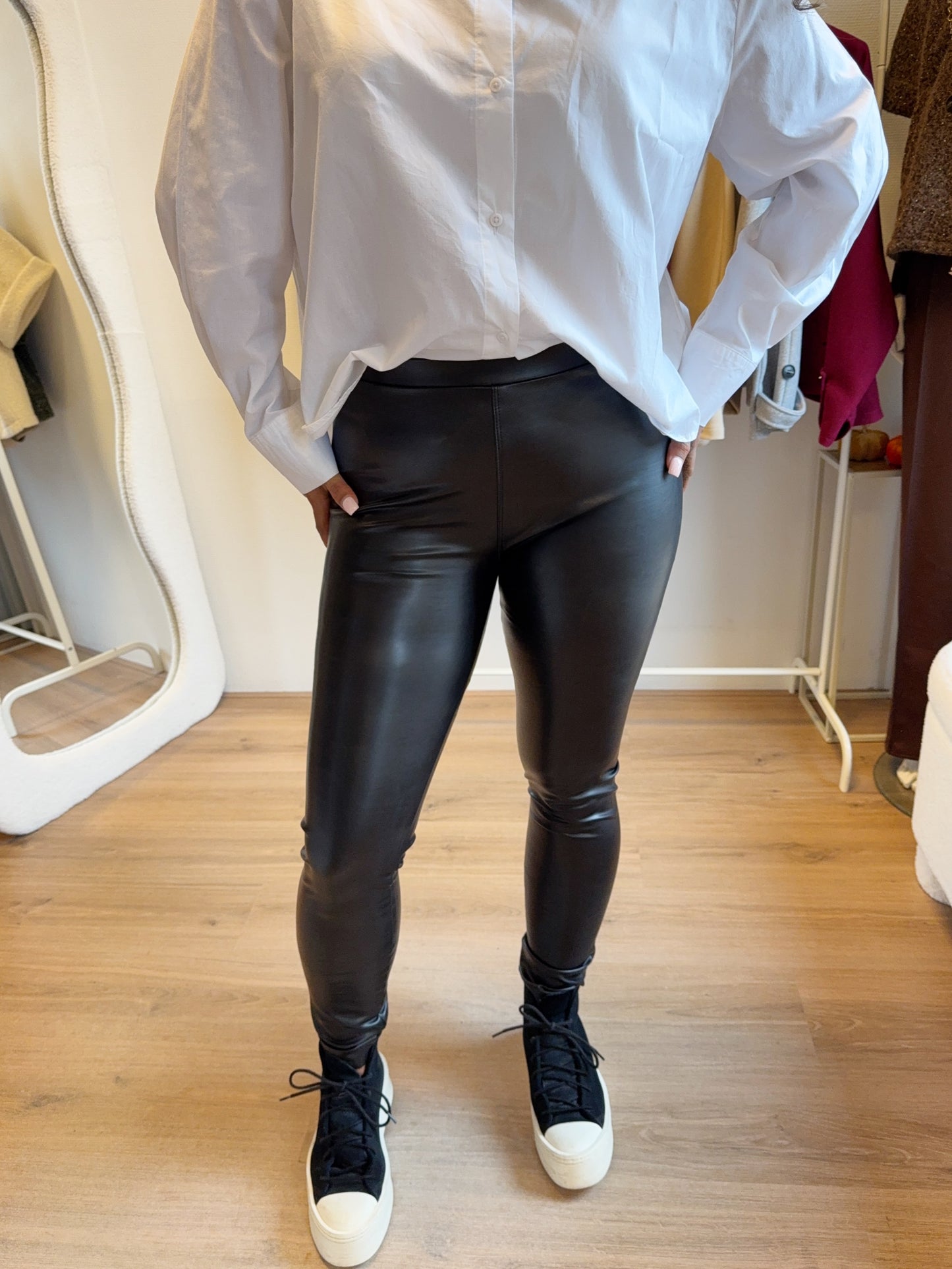 Norfy leatherlook legging black
