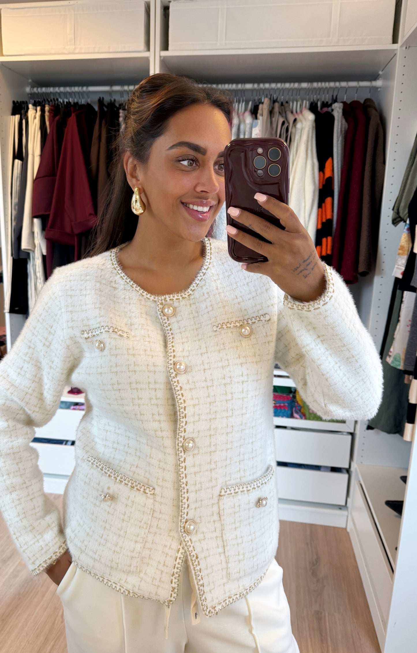 Eleonore elegant pearl vest offwhite